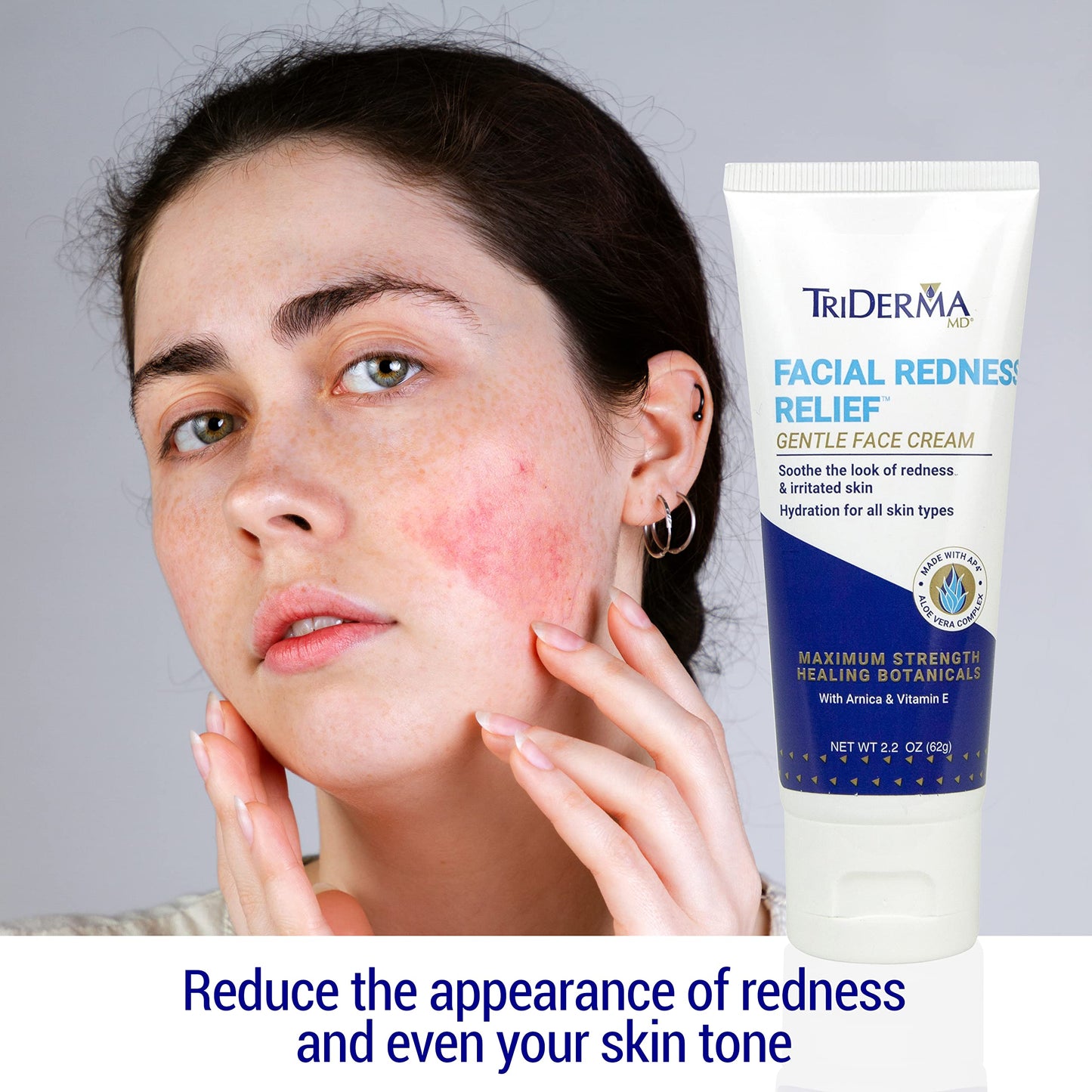 TriDerma Facial Redness Relief Gentle Face Cream, Soothing & Relieving Daily Moisturizer for Redness, Repair Uneven Skin Tone, Irritated or Sensitive Beauty & Personal Care TriDerma
