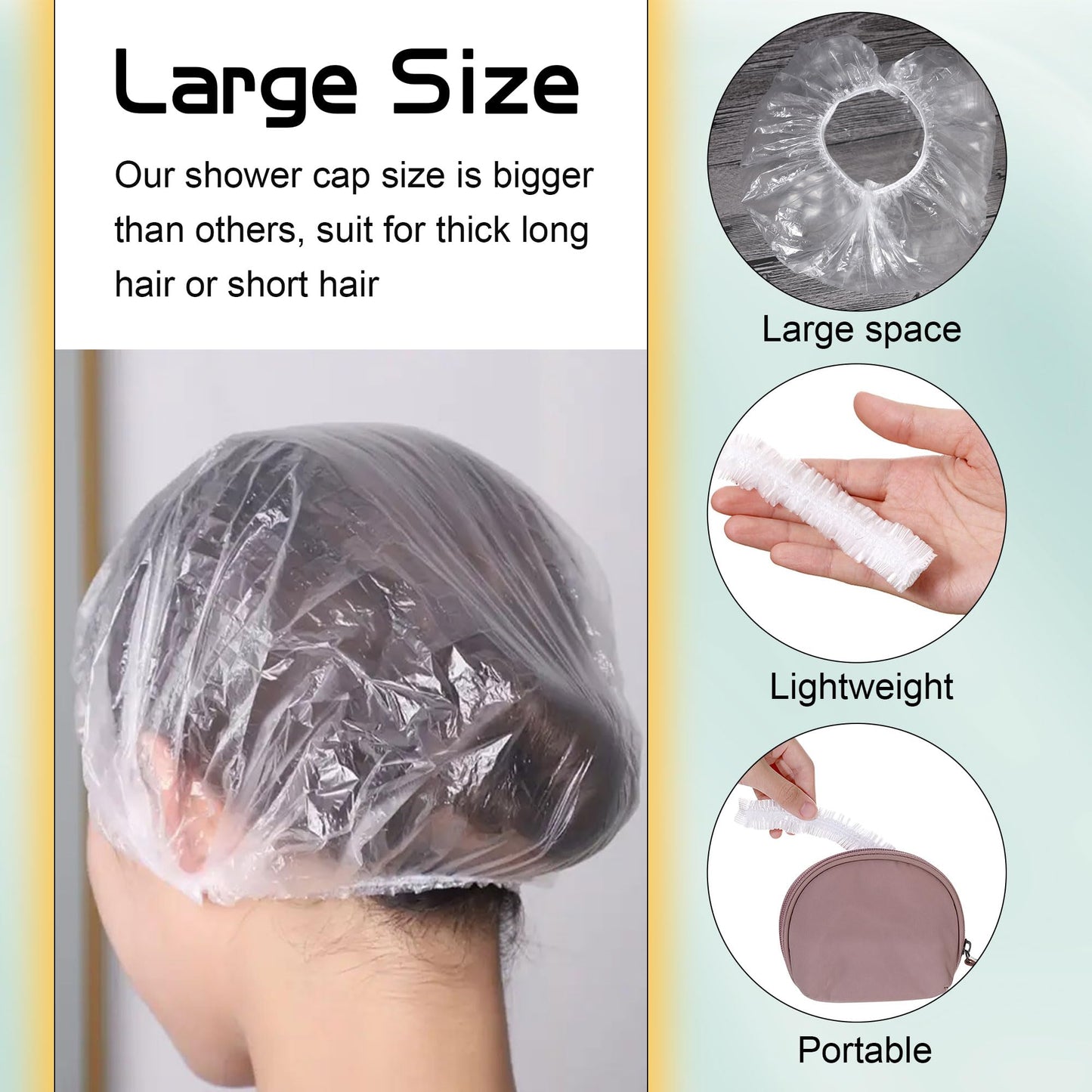 YGQQOY Shower Caps, 200PCS Large Thick Disposable Shower Caps, Bowl Covers, Clear Plastic Wrap for Women, Bath Caps for Hair Treatment Beauty and Personal Care YGQQOY