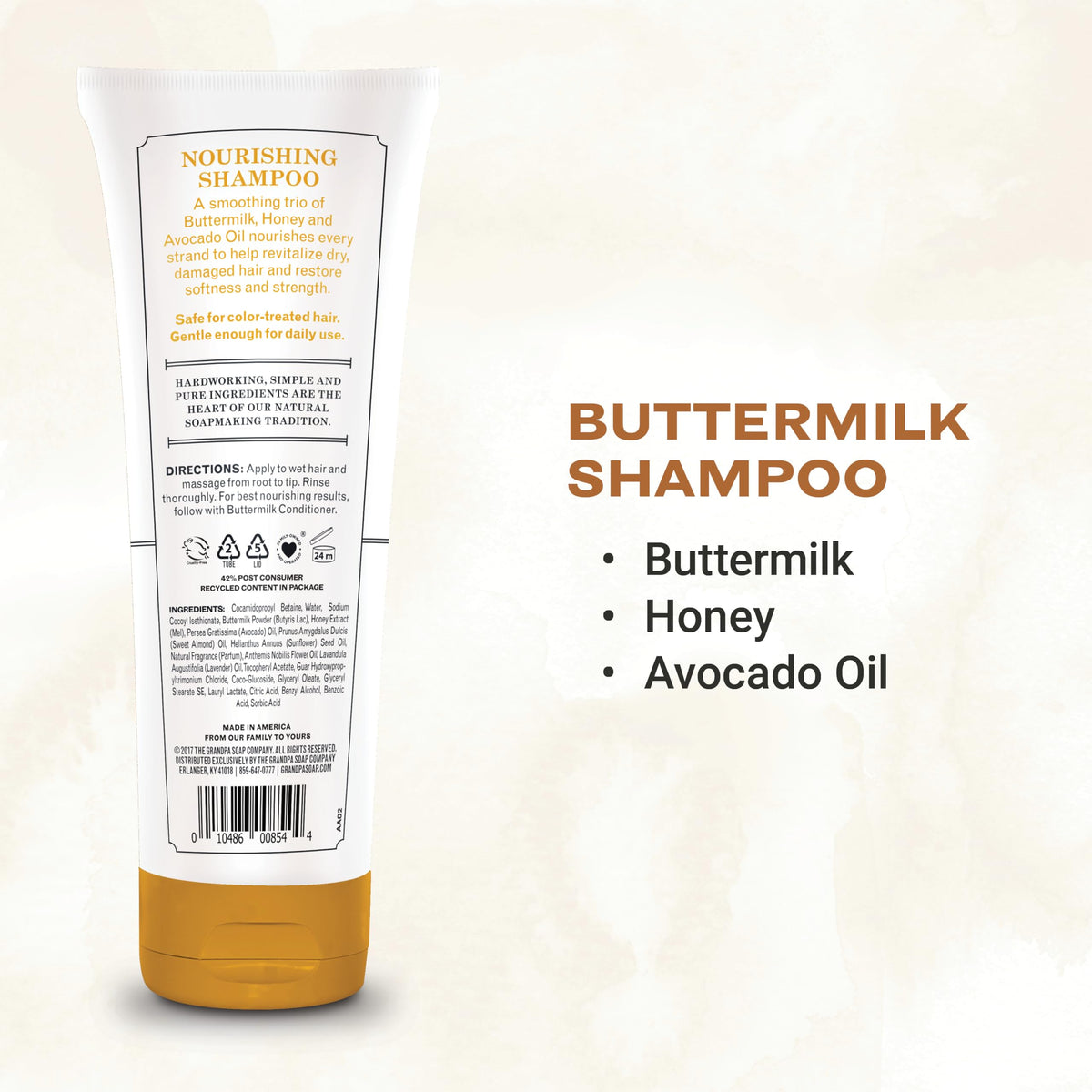 The Grandpa Soap Company Buttermilk Shampoo - Nourishing Formula to Help Revitalize Dry and Damaged Hair, With Honey & Avocado Oil, Vegan, Sulfates Beauty & Personal Care The Grandpa Soap Company