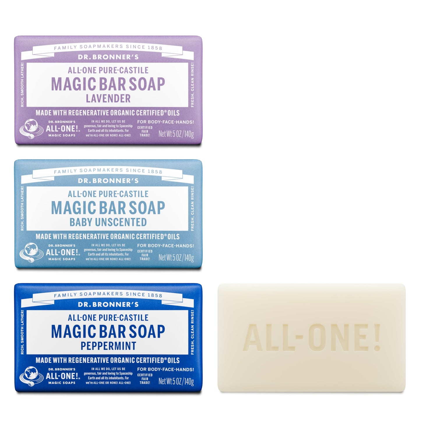Dr. Bronner's Pure-Castile Magic Bar Soap- Made with Regenerative Organic Certified Oils- For Face, Body, Hair, Vegan Soap Bars for Men & Women Beauty & Personal Care Dr. Bronner's