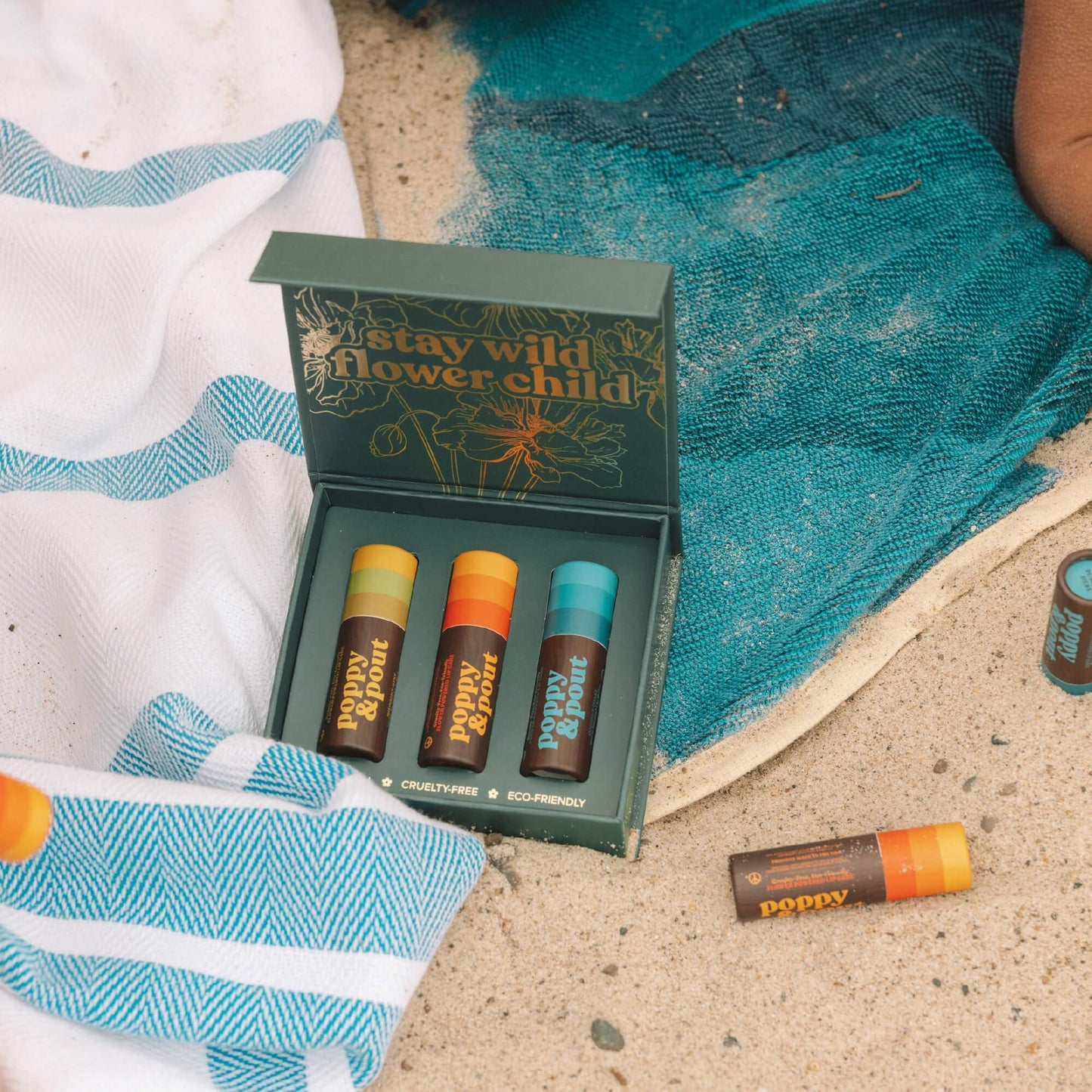 Jumbo Lip Balm Gift Set (3-Pack, Retro Surf) - Poppy & Pout All Natural Lip Balms & Moisturizers - Hydrates with Beeswax, Vitamin E, Organic Coconut Beauty and Personal Care Poppy & Pout