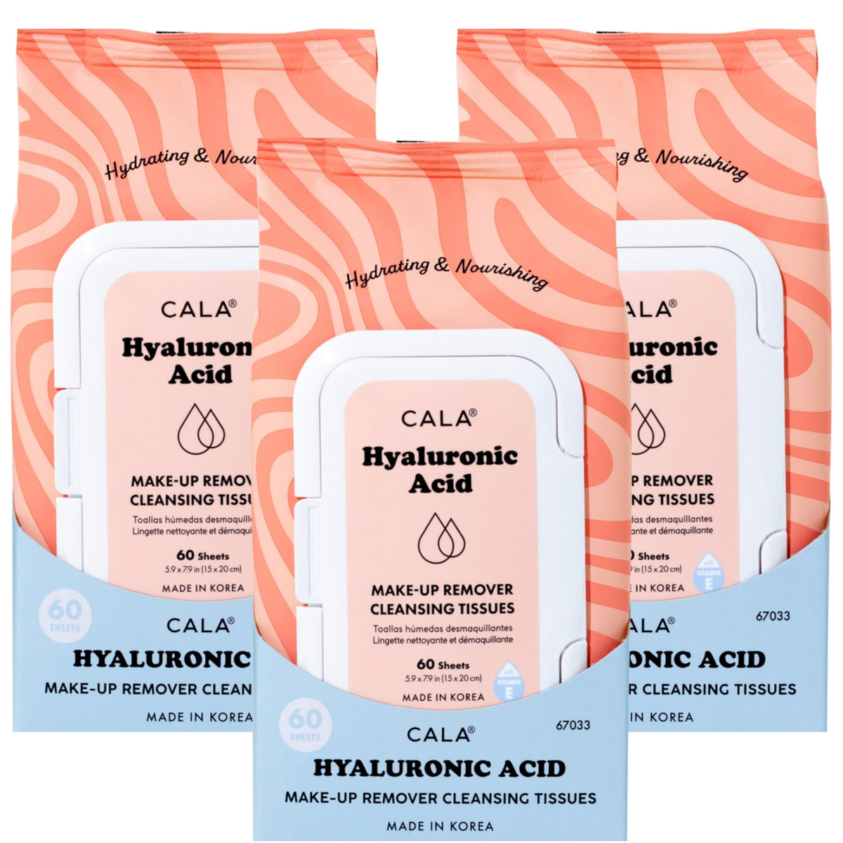 CALA Makeup Remover Cleansing Tissues: Hyaluronic Acid (60 Sheets) - Hydrating, Gentle Wipes for a Smooth, Radiant Complexion, Safe for All Skin Types