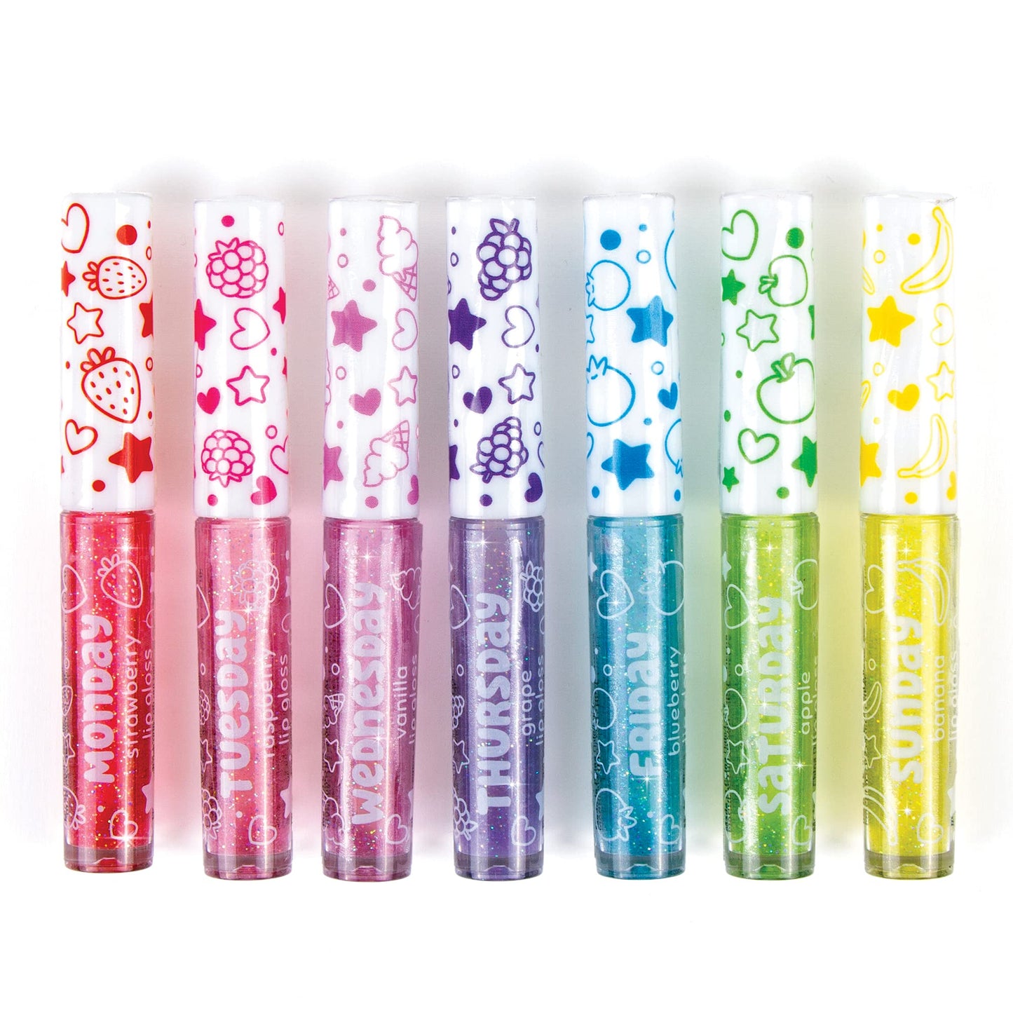 Make It Real 3C4G 7 Days Glitter Lip Gloss - Flavored Lip Gloss Set for Girls - Strawberry, Raspberry, Vanilla and More! - 7 Piece Lip Gloss Kit Beauty & Personal Care Make It Real