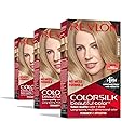 Revlon ColorSilk Permanent Hair Color, 100% Gray Coverage Dye Kit, Ammonia-Free, Keratin and Amino Acids, Blonde Shades, 74 Medium Blonde (Pack of 3) Beauty & Personal Care REVLON