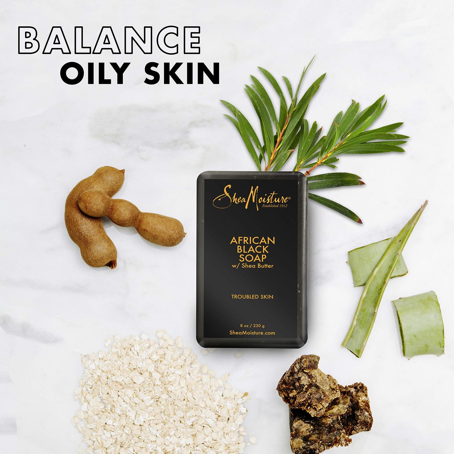 SheaMoisture Face and Body Bar for Oily, Blemish-Prone Skin African Black Soap Paraben Free 3.5 oz 4 Count, facial cleanser Beauty & Personal Care Shea Moisture