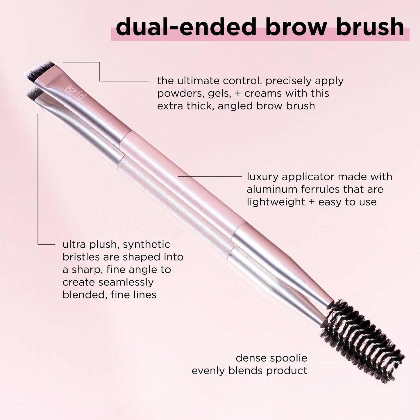 Real Techniques Dual-Ended Brow Brush, For Shaping & Filling Eyebrows, Travel-Friendly Spoolie & Liner Brush, Blend Natural, Full, or Laminated Brows Beauty & Personal Care Real Techniques