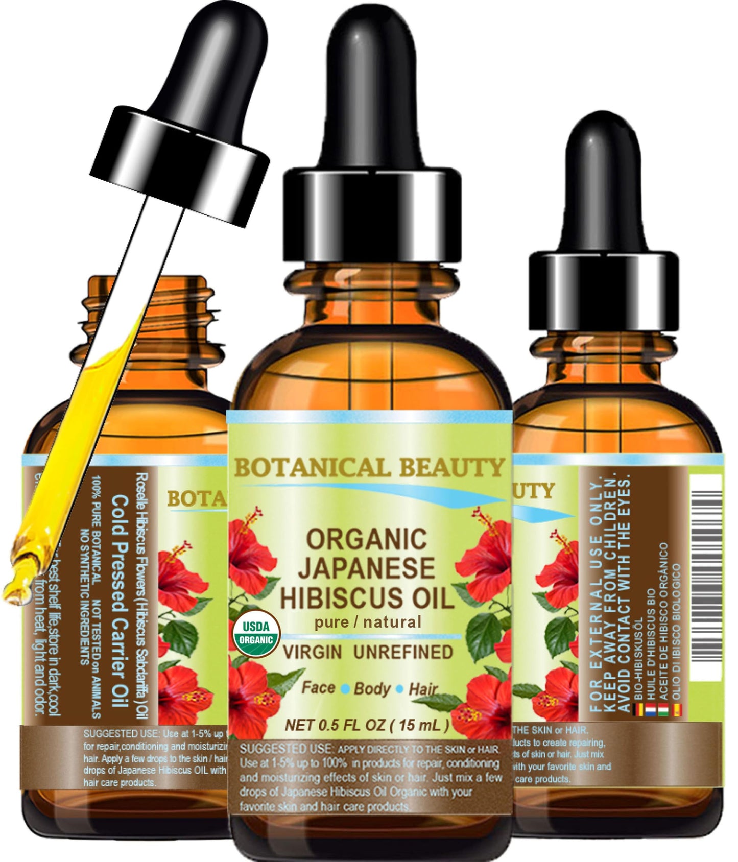 Botanical Beauty Organic HIBISCUS OIL (Hibiscus Sabdariffa) JAPANESE 100 Pure Natural VIRGIN UNREFINED COLD PRESSED Anti Aging, Vitamin E Oil Beauty & Personal Care Botanical Beauty