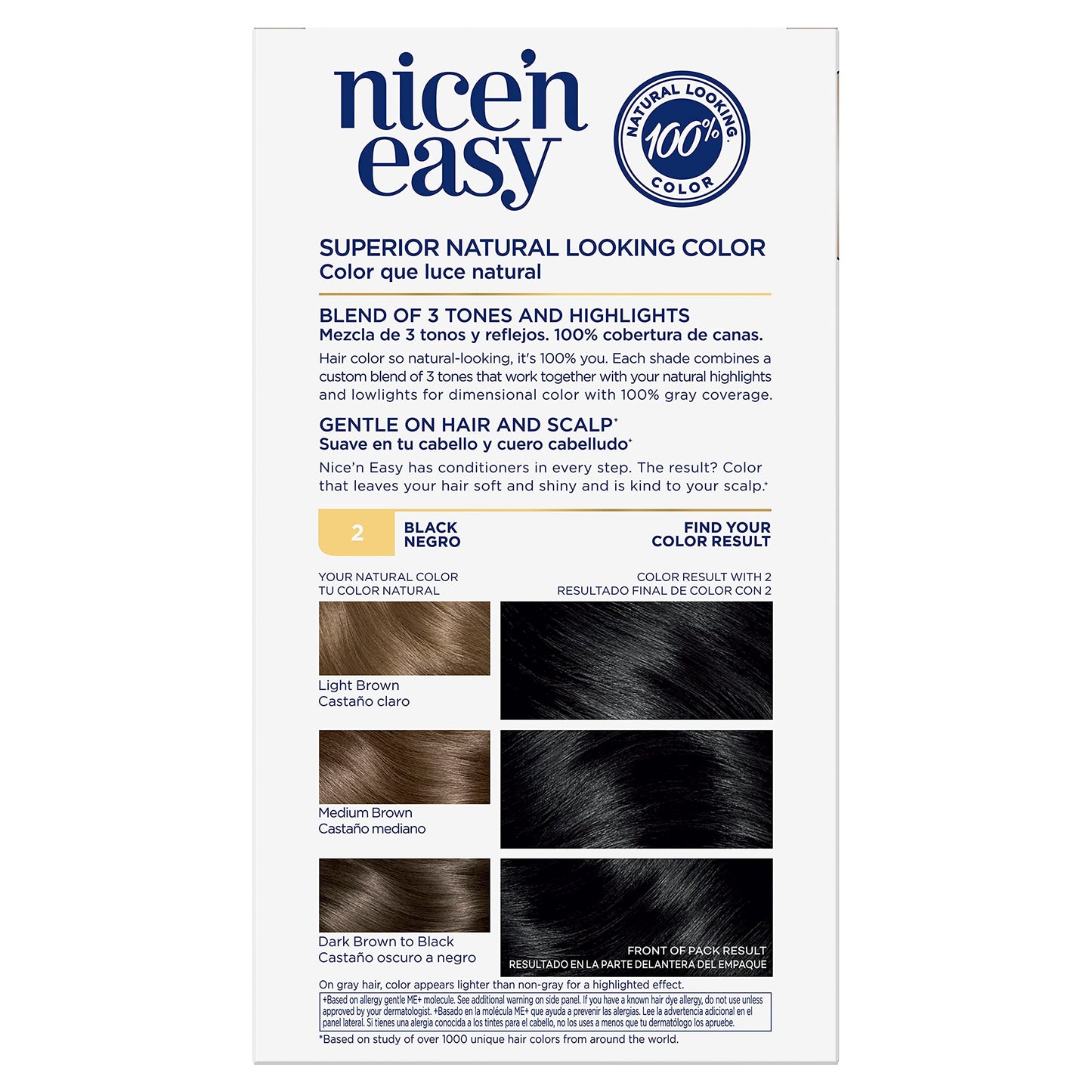 Clairol Nice'n Easy Permanent Hair Dye, 2 Black Hair Color, Pack of 1 Beauty & Personal Care Clairol