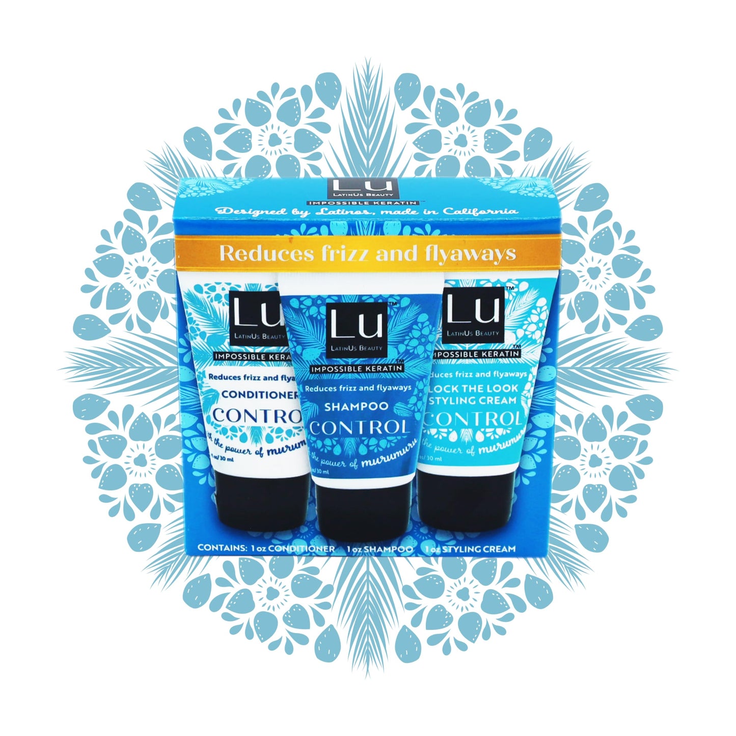 Lu by LatinUs Beauty Control Travel Size Collection | Anti Frizz Shampoo, Conditioner & Styling Cream with Impossible Keratin™, Murumuru Butter | 3 Oz Beauty & Personal Care LATINUS