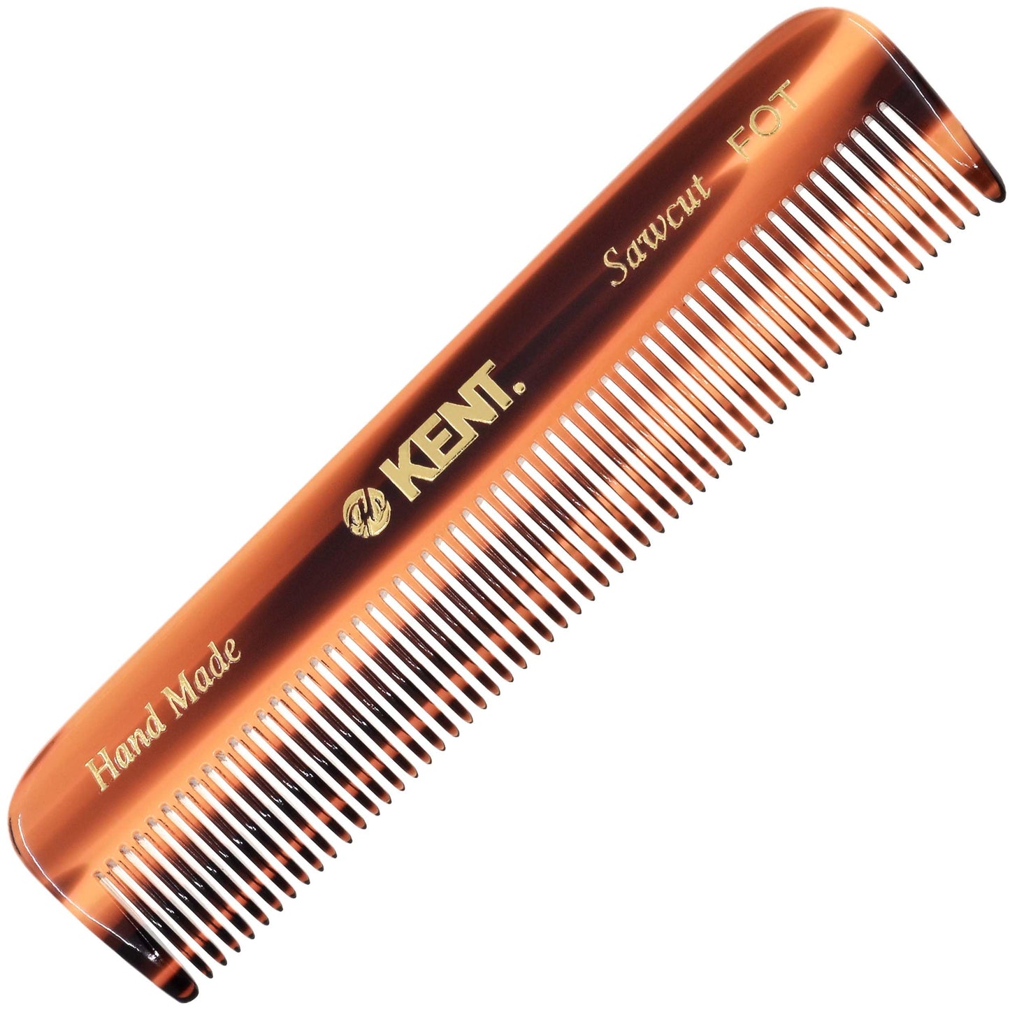 Kent A FOT Tortoise Fine Tooth Handmade Pocket Comb for Men, Women and Kids, Hair Comb Straightener for Everyday Grooming and Styling, Beard Beauty and Personal Care KENT