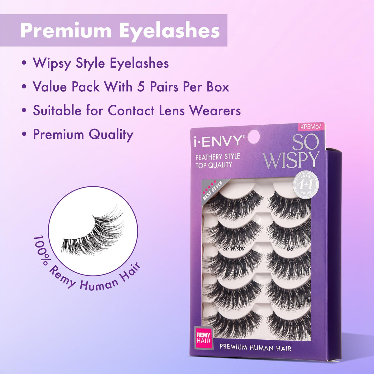 i-ENVY 5 Pairs So Wispy False Lashes, Premium Quality 100% Human Hair, Fluffy Feathered Eyelashes With Volume & Curl, Natural Look, Lightweight Beauty & Personal Care i•ENVY