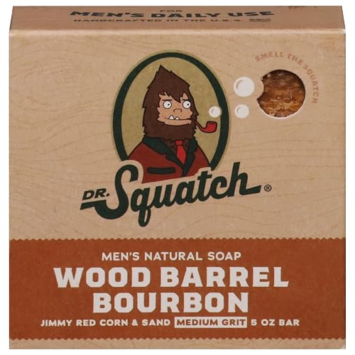 Dr. Squatch All Natural Bar Soap for Men with Medium Grit, Wood Barrel Bourbon 5 Ounce (Pack of 1) Beauty & Personal Care Dr. Squatch