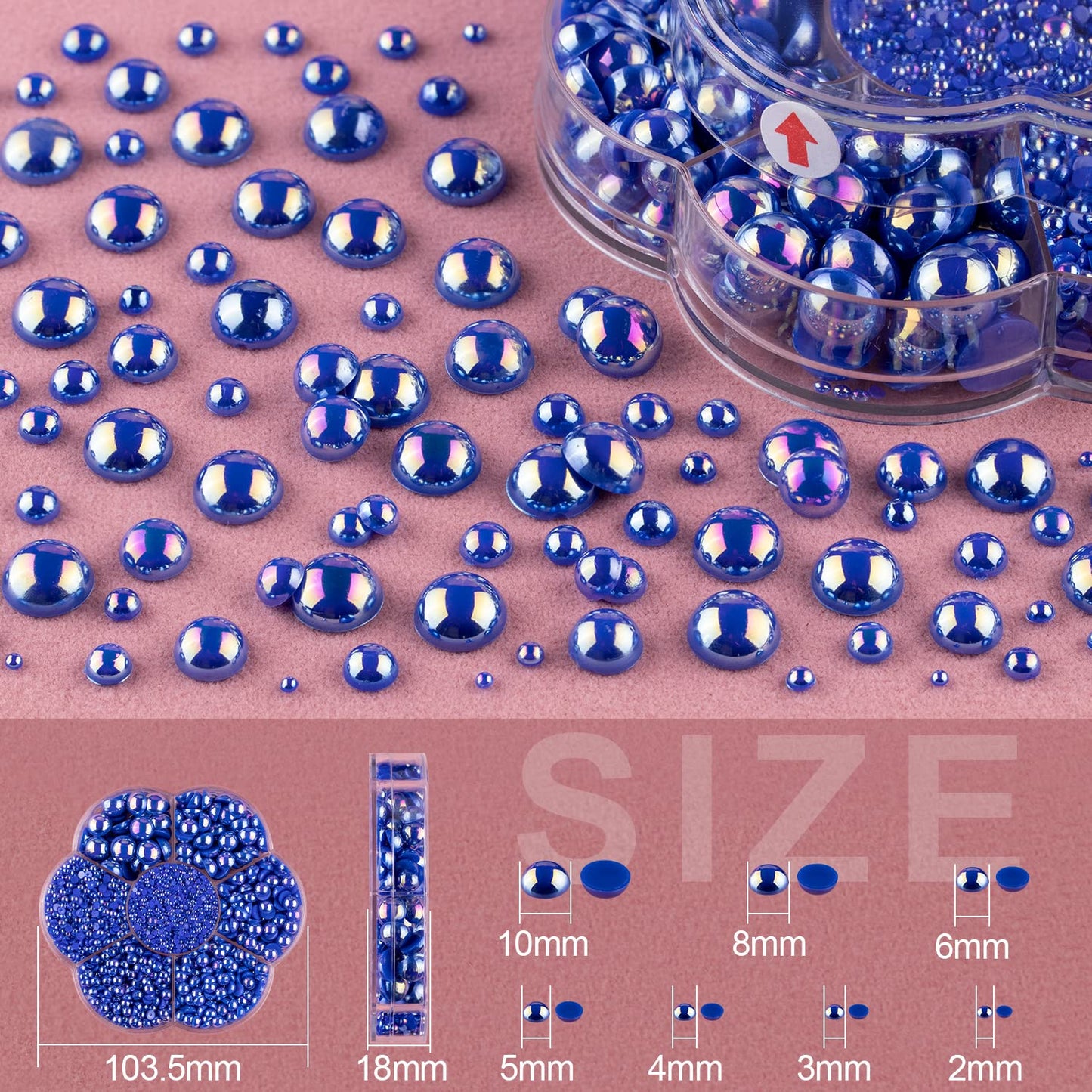 Nail Art Flat Back Half Round Pearl Kits 18, 1 Box of 6000 Pcs Flat-Back Ryoal Blue AB Pearl with Tweezer and Picker Pencil for Home DIY Nails Body Beauty & Personal Care BELLEBOOST