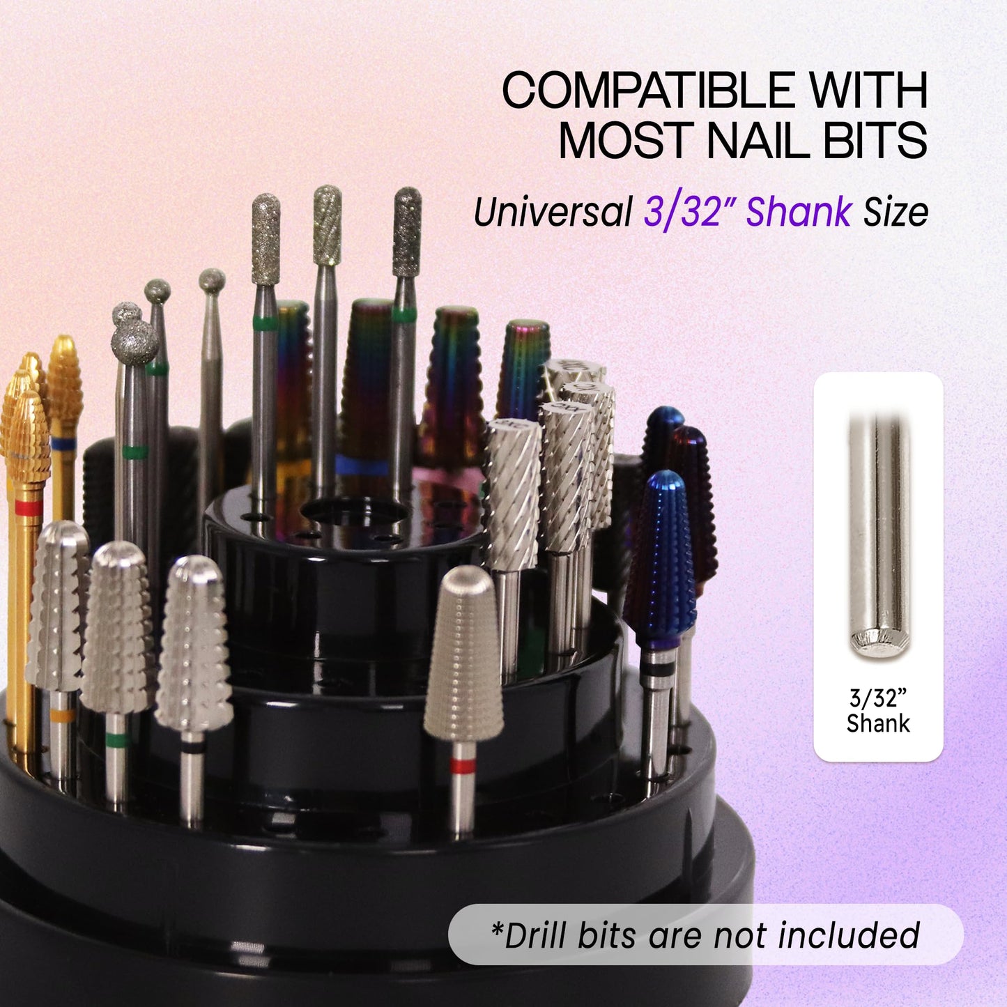 PANA Round Cake Tier Nail Drill Bit Holder Display Organizer Case - Dustproof Carbide Bit Storage Container Box For Manicure Tools Nail Salon - 48 Beauty & Personal Care PANA
