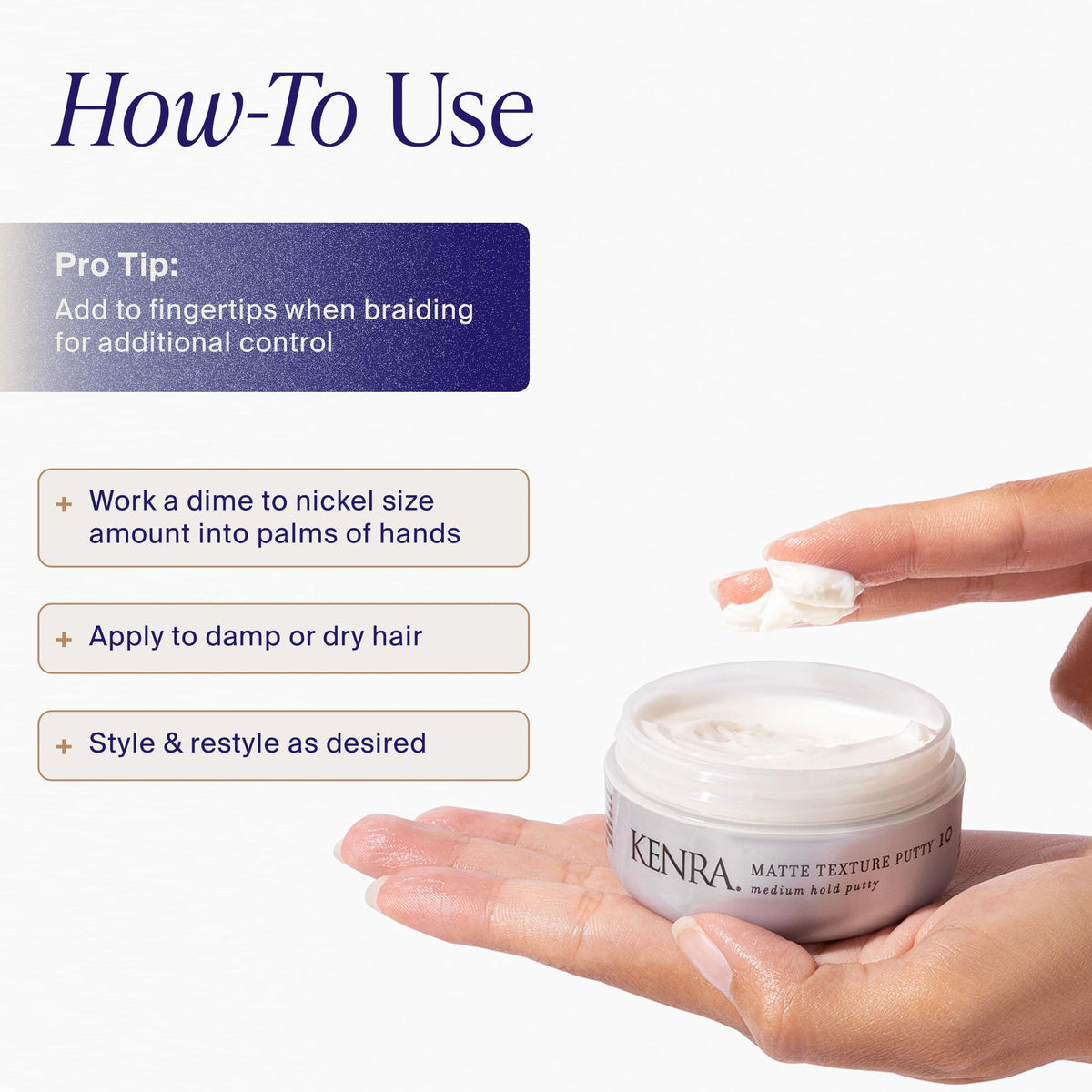 Kenra Professional Matte Texture Putty 10 | Medium Hold Styler | Flexible Hold With A Matte Finish | Replenishes Moisutre & Softens Hair | All Hair