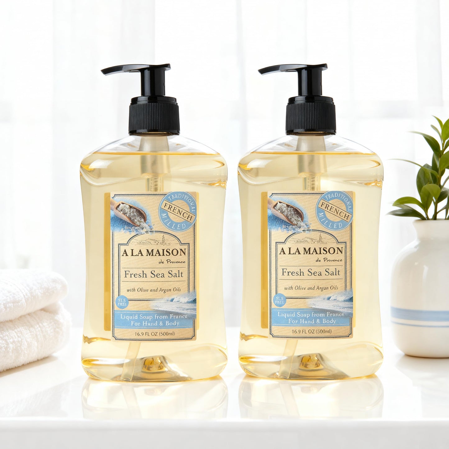 A LA MAISON Fresh Sea Salt French Liquid Hand Soap - Natural Hand Wash Made with Essential Oils - Biodegradable, Plant-Based, Vegan, Cruelty-Free Beauty & Personal Care A LA MAISON