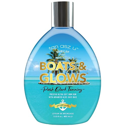 Tan Asz U Boats & Glows Tanning Lotion, Posh Dark Indoor/Outdoor Double Dip Bronzer with Aloe Juice Base, Peptides, Ceramides & Hyaluronic Acid, 13.5 Beauty & Personal Care Tan Asz U