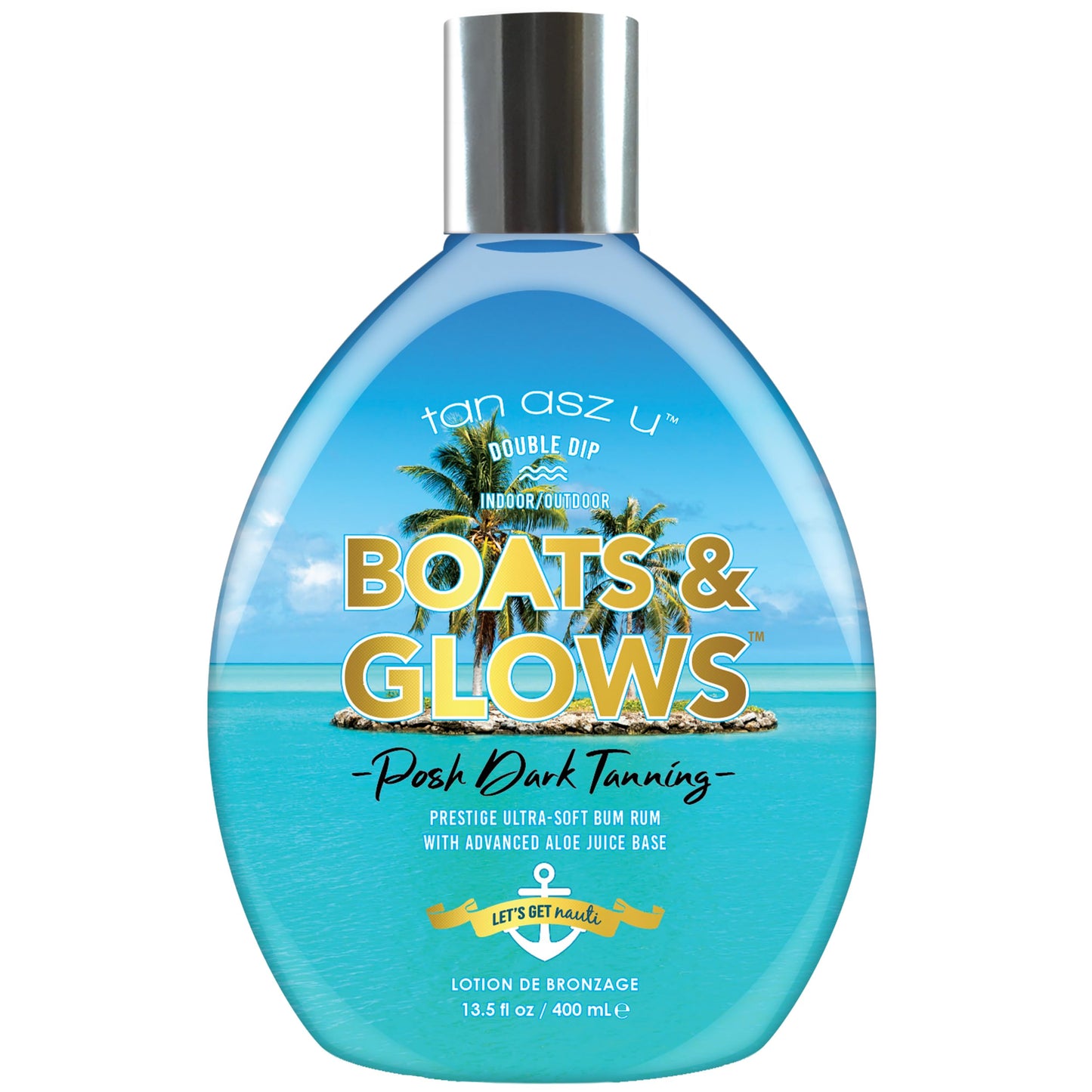 Tan Asz U Boats & Glows Tanning Lotion, Posh Dark Indoor/Outdoor Double Dip Bronzer with Aloe Juice Base, Peptides, Ceramides & Hyaluronic Acid, 13.5 Beauty & Personal Care Tan Asz U