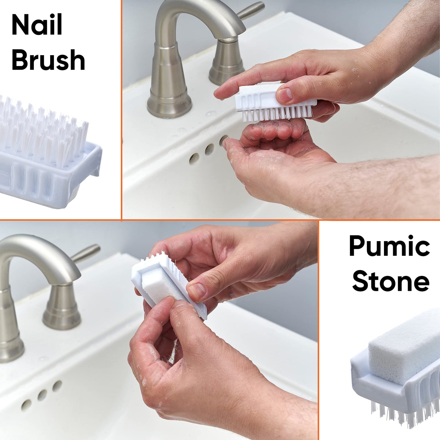 Superio Nail Brush with Pumice Stone Duel Side Shower Brush Bathroom Foot Scrubber exfoliate Dry Dead Skin Stiff Bristles Brush Removes Callus on Hand Beauty and Personal Care Superio