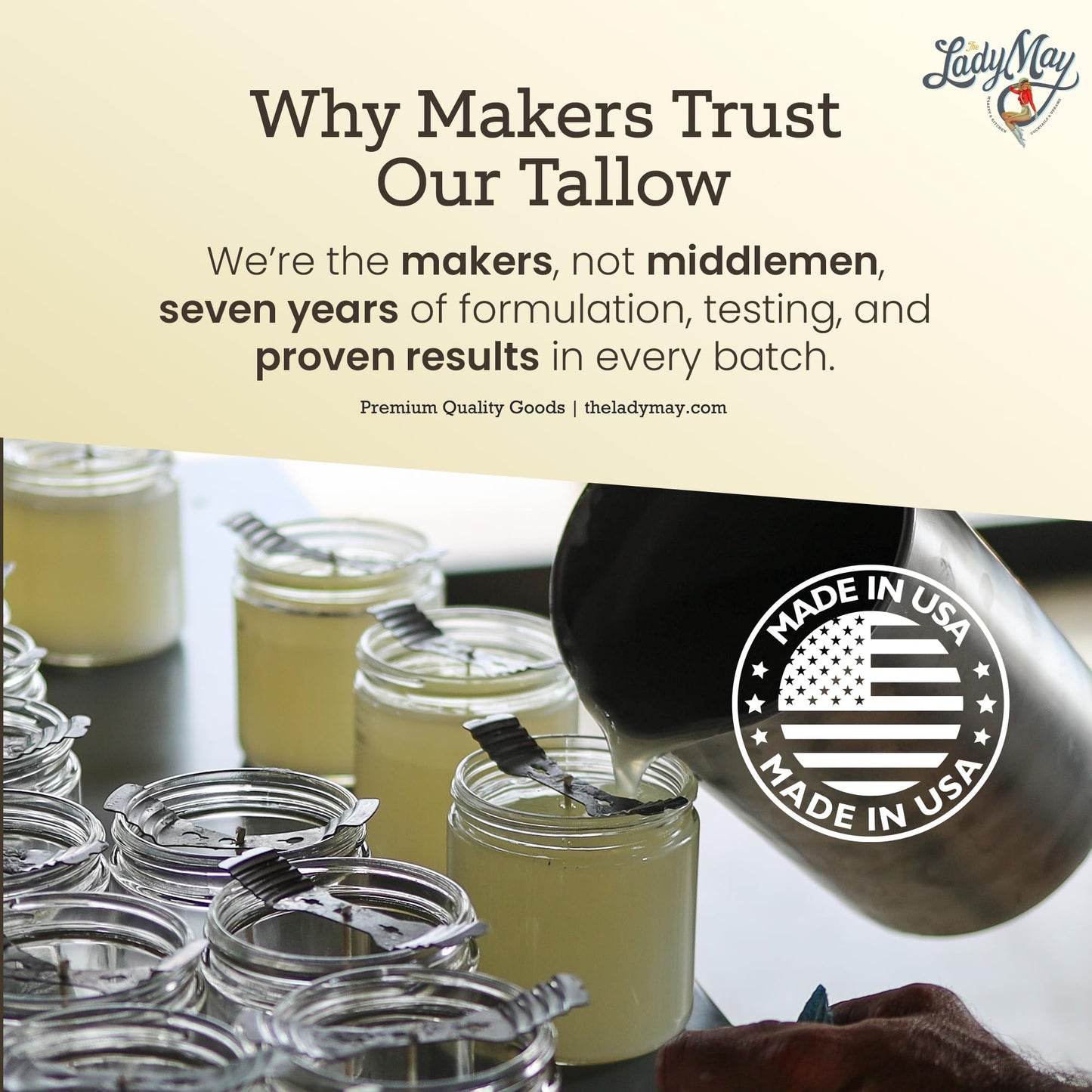 Bulk Grass-Fed Beef Tallow for Soap, Skincare & Candles, 16lbs Unscented Maker-Proven Quality Tallow Beauty & Personal Care Lady May Tallow
