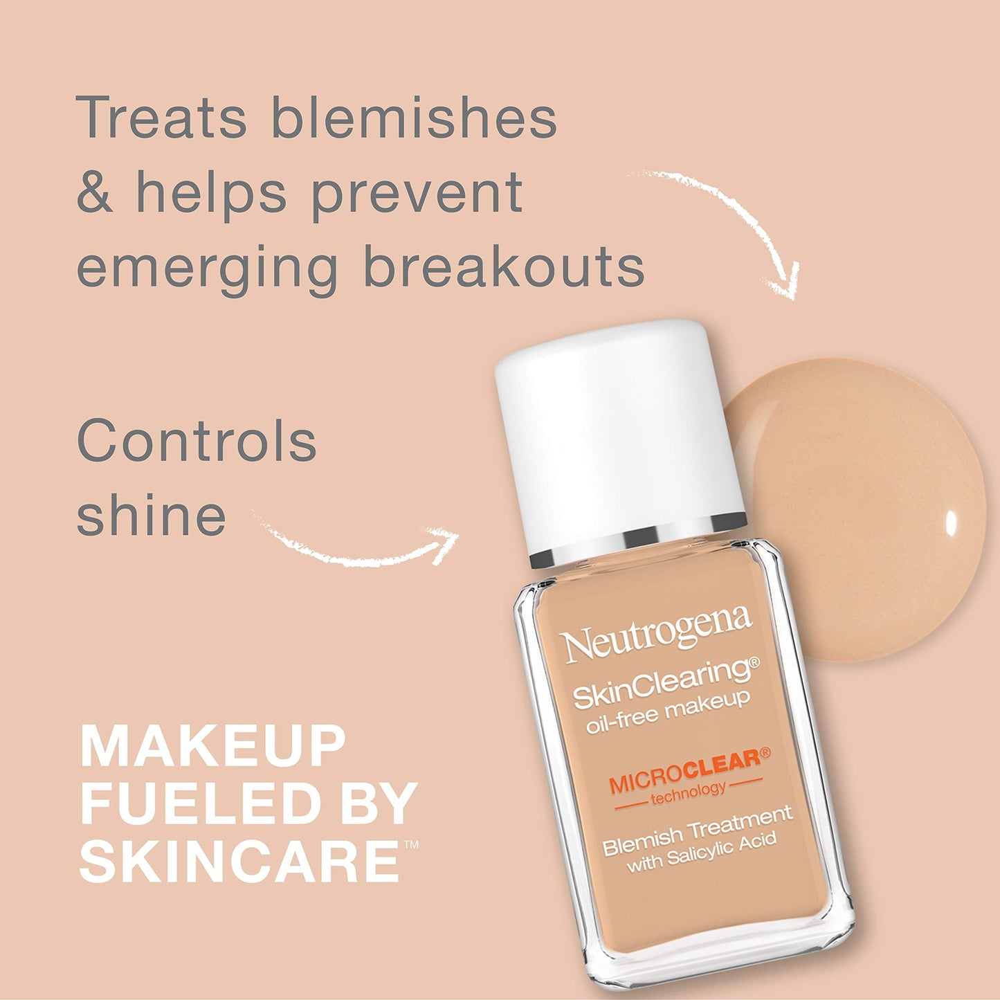Neutrogena SkinClearing Oil-Free Acne and Blemish Fighting Liquid Foundation with Salicylic Acid Acne Medicine, Shine Controlling, for Acne Prone Beauty & Personal Care Neutrogena