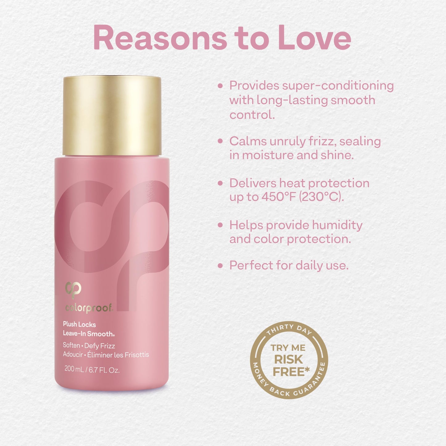 Plush Locks Leave-in Smooth, Anti- Frizz Smoothing Lotion, Protects & Reduces Blow Dry Time, Controls Frizz & Adds Shine, Sulfate-Free, Vegan, 6.7fl Beauty & Personal Care ColorProof