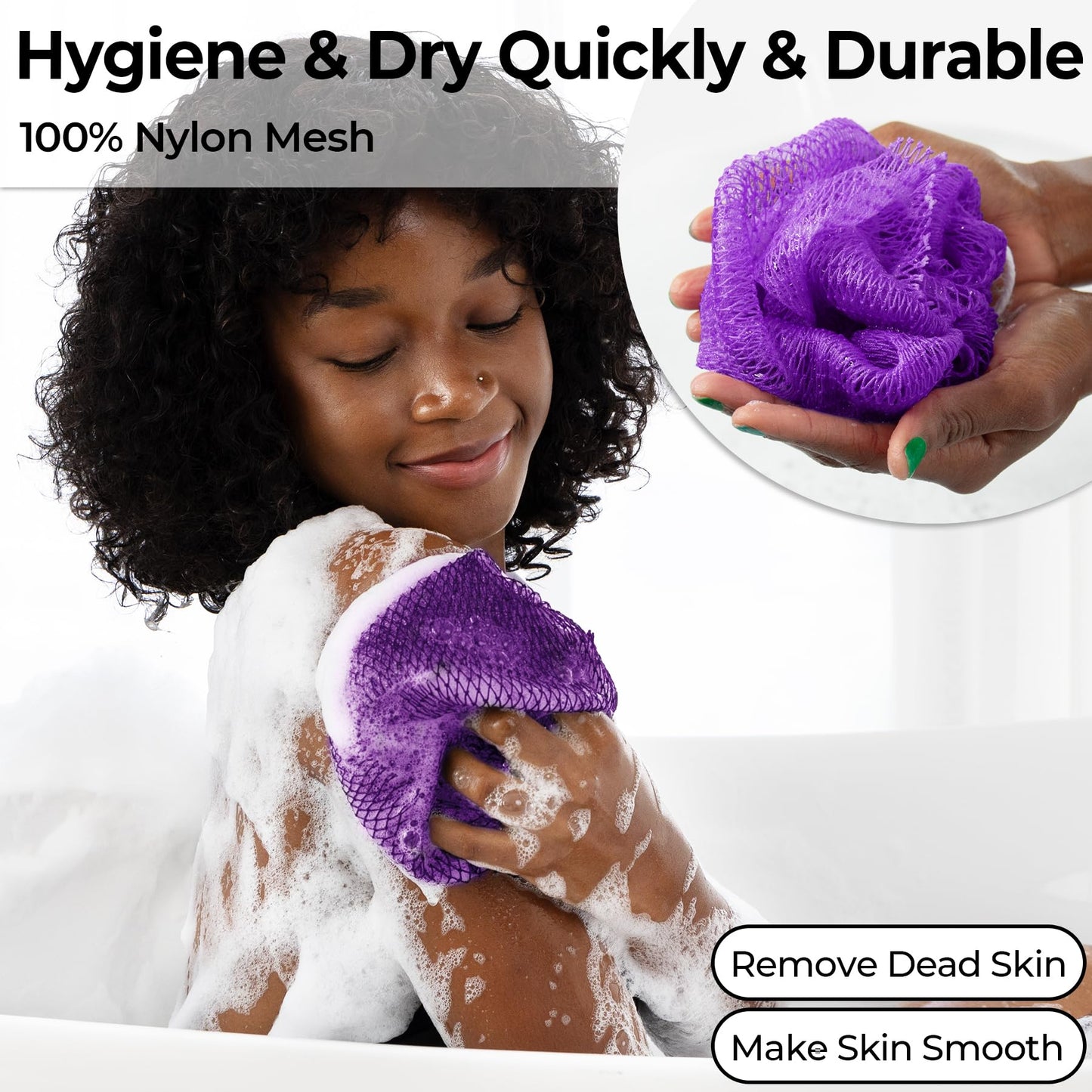 African Net Sponge Authentic - Real African Exfoliating Body Scrubber Sponge with Knots - Shower Washcloths for Exfoliator - Body Care Bathing Beauty and Personal Care MINISENTIALS