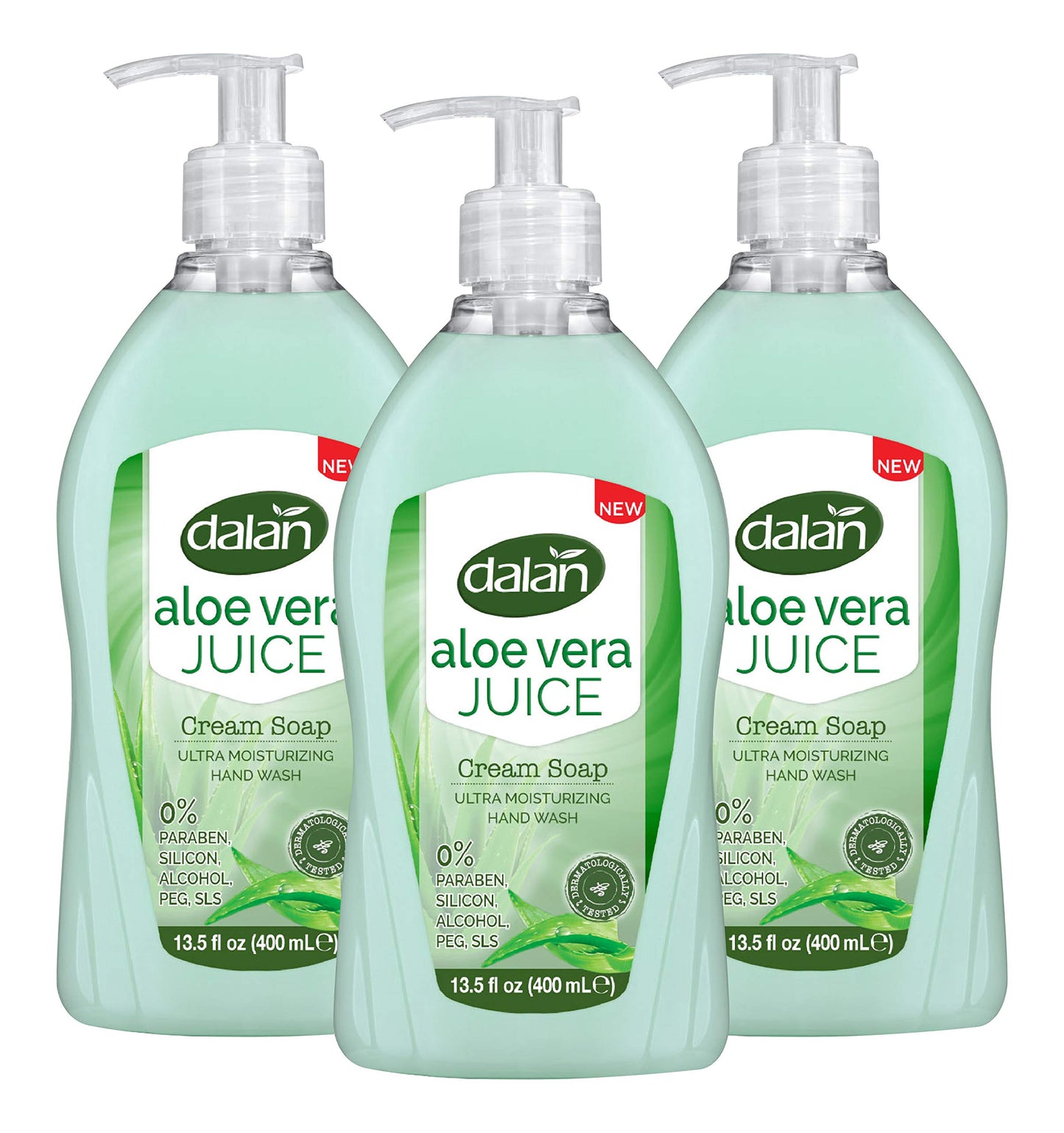 Dalan Aloe Vera Juice Cream Ultra Moisturizing Liquid Hand Soap for Dry and Fresh Hands Feeling Clean and Soft (13.5 Fl Oz / 400 mL (Pack of 3)) Beauty & Personal Care Dalan
