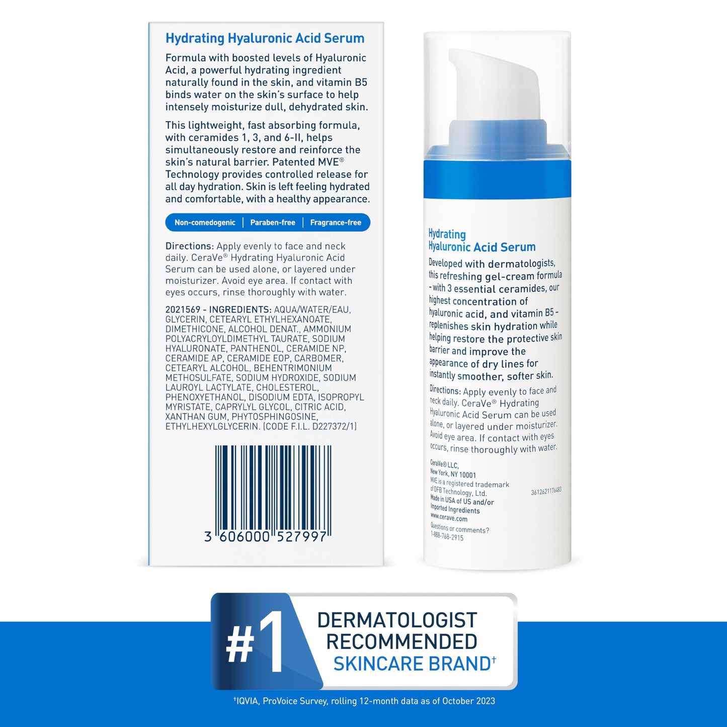 Cerave Hyaluronic Acid Serum for Face with Vitamin B5 and Ceramides, Hydrating Face Serum for Dry Skin, Fragrance Free, 1 Ounce Beauty and Personal Care CeraVe