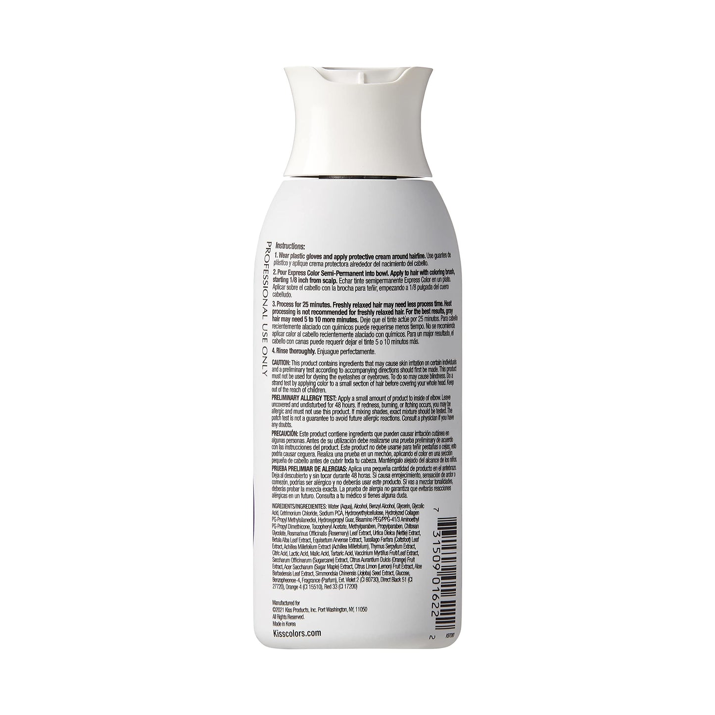 Kiss Express Semi-Permanent Hair Color - Vivid, Highly Pigmented Dye for Vibrant Hair, Gentle Formula, Gray Coverage, pH Balanced, 23 Intermixable Beauty & Personal Care KISS