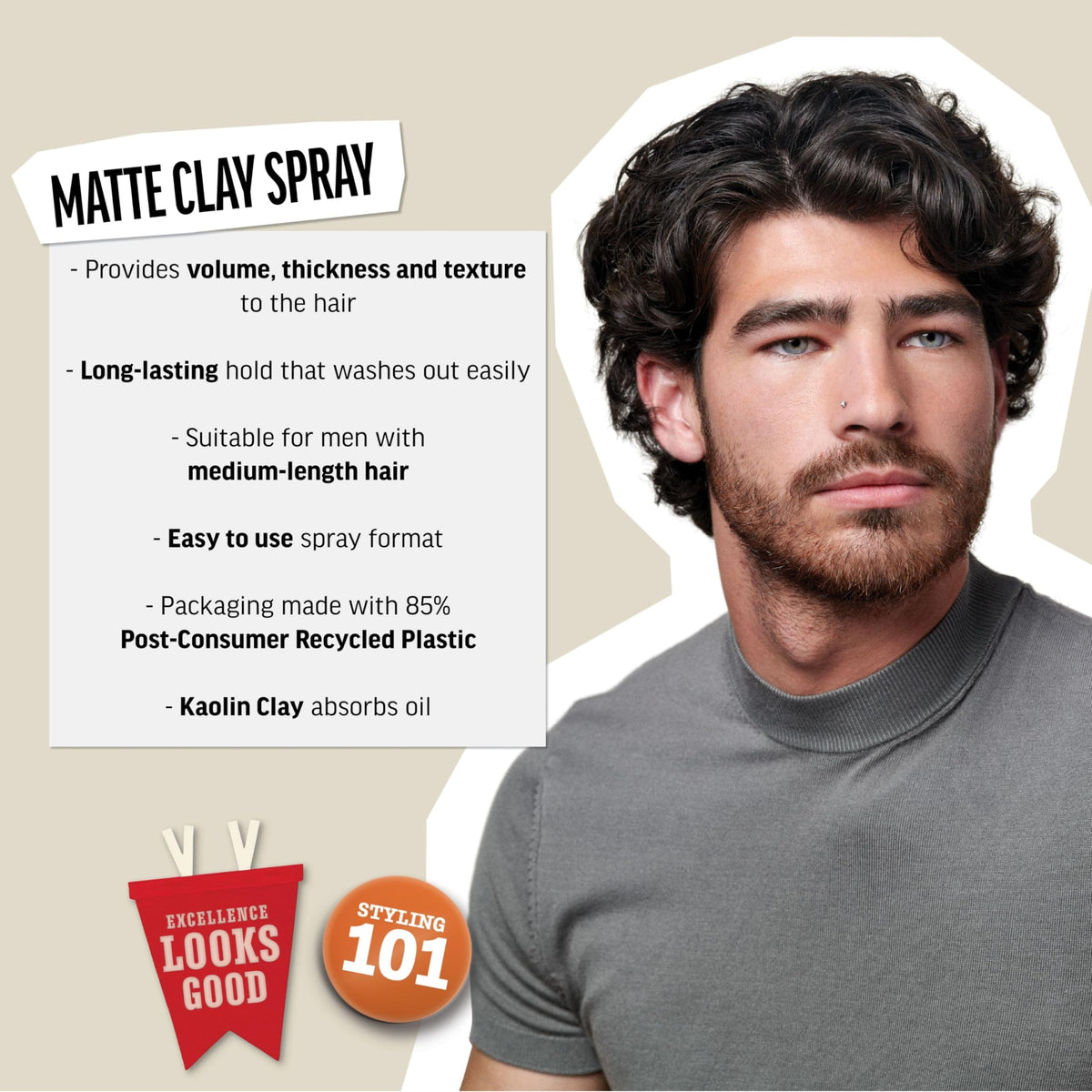 American Crew Matte Clay Spray, Oil-Absorbing, Medium Hold, Hair Care Gift for Him, 5.1 fl oz Beauty & Personal Care AMERICAN CREW