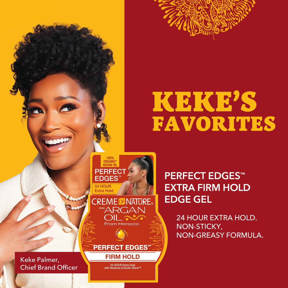 Creme of Nature Perfect Edges™ Extra Firm Hold Gel, 48-Hour Sleek Style Edge Control with 100% Moroccan Argan Oil, Stocking Stuffer for Her Beauty & Personal Care Creme of Nature