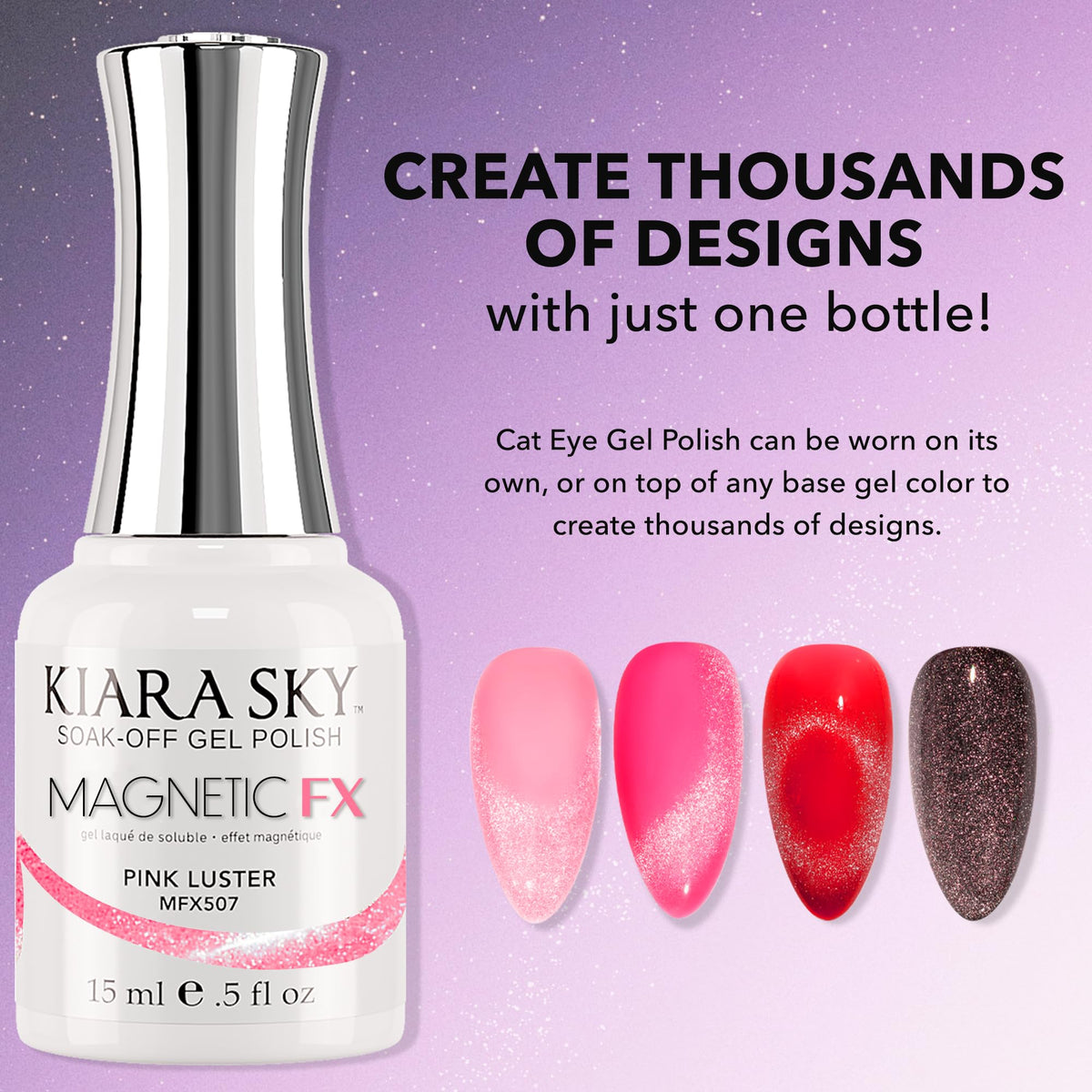 KIARA SKY Cat Eye Gel Nail Polish 15ml | Hot Pink Magnetic FX Cat Eye Gel Polish Soak Off | UV LED Nail Lamp Gel | Metallic Velvet Cat Eye Polish Nail