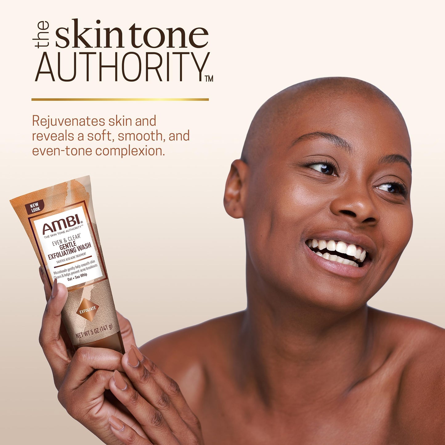 Ambi Even & Clear Gentle Exfoliating Wash with Oat and Sea Whip, Salicylic Acid Acne Treatment, Helps Clear & Prevent Breakouts, Exfoliates to Help Beauty & Personal Care Ambi