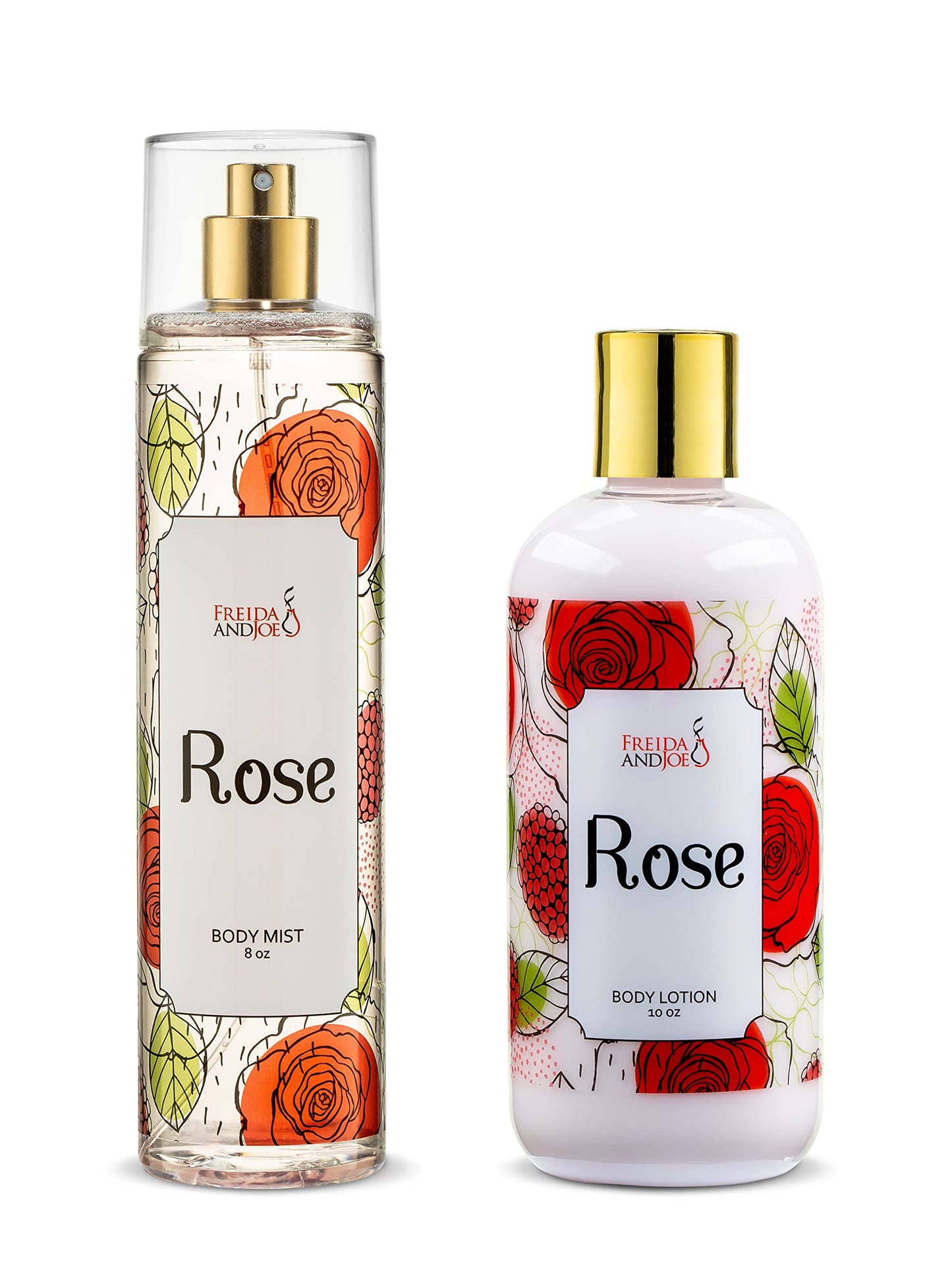 Rose Home Spa Gift 10oz Deep Moisturizing Fragrance Body Lotion & 8 oz. Fine Fragrance Body Mist Set Luxury Self-Care Combo for Women and Girls (Rose) Beauty & Personal Care Freida and Joe
