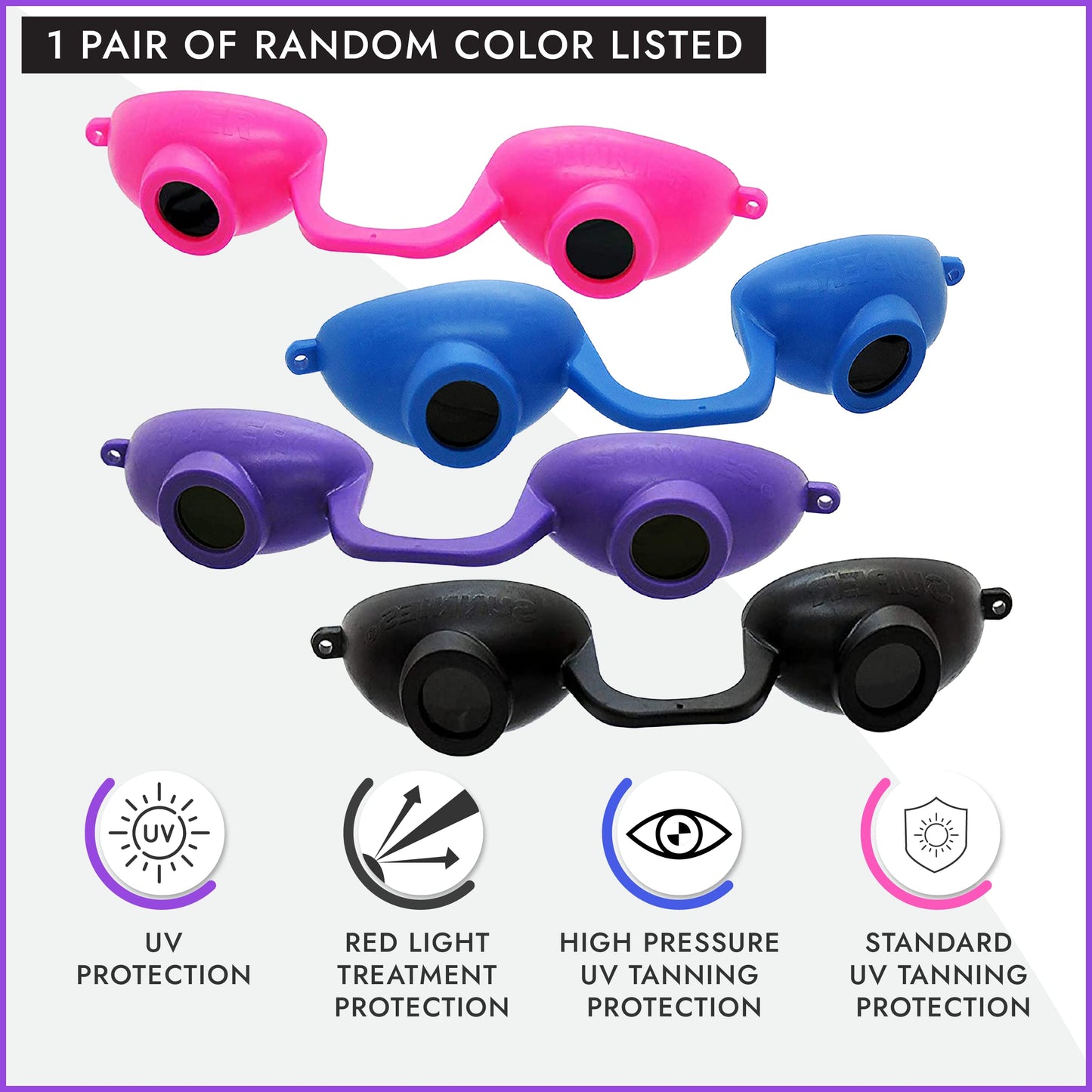 Super Sunnies Evo Flexible UV Eye Protection FDA Compliant Tanning Bed Goggles Red Light Therapy Glasses - Random Beauty & Personal Care Super Sunnies