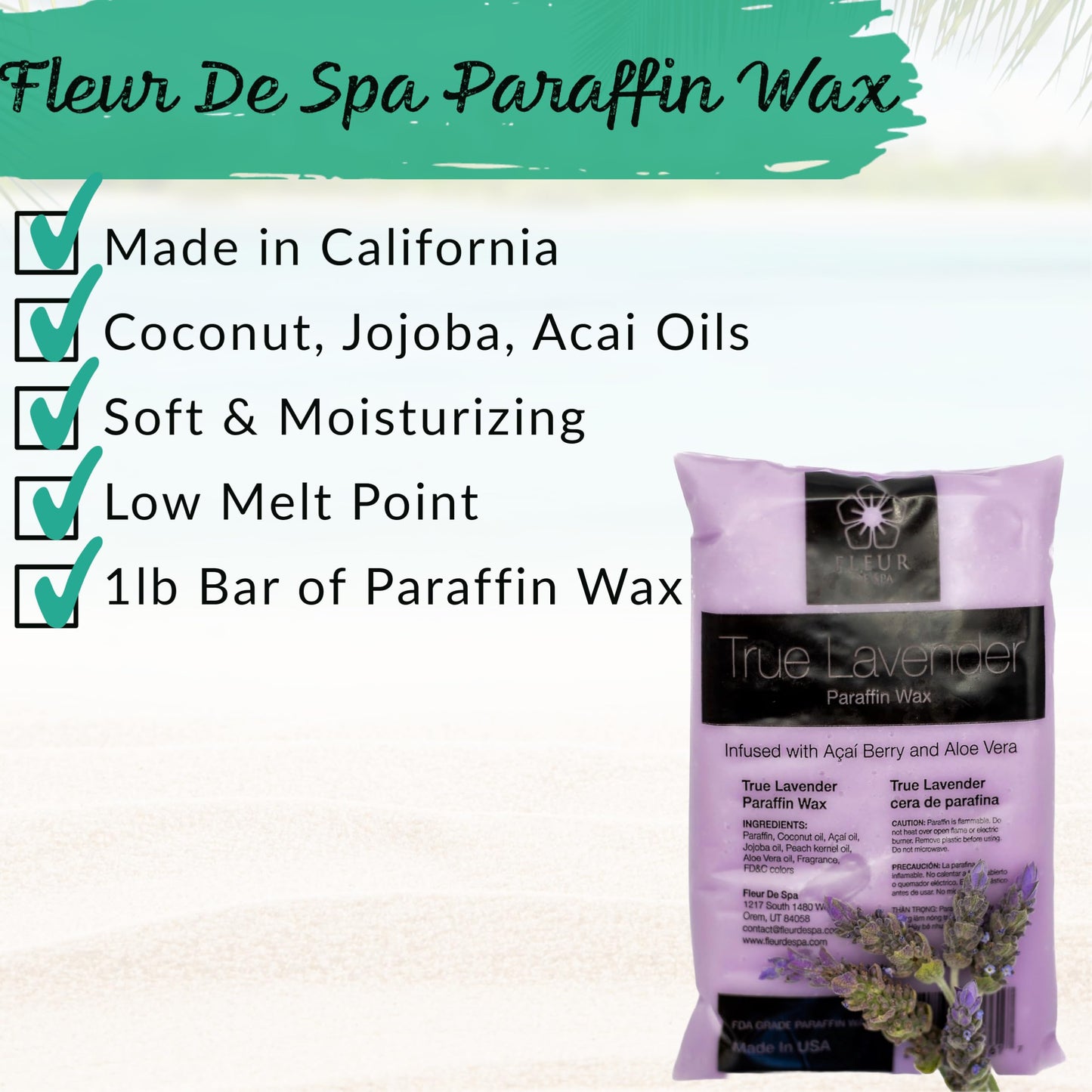 Paraffin Wax Refills 4lb by FLEUR DE SPA - Made in USA - Infused with Coconut & Jojoba Oils - Moisturizing, Hydrating & Soothing for Hands, Feet Beauty and Personal Care fleur de spa