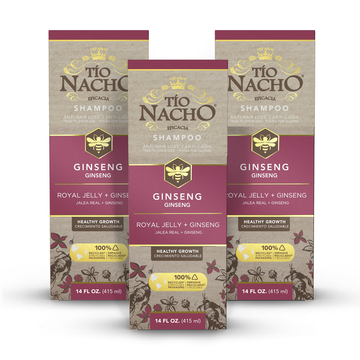 Tio Nacho Ginseng Shampoo with Royal Jelly, 14 fl oz, 3 Pk