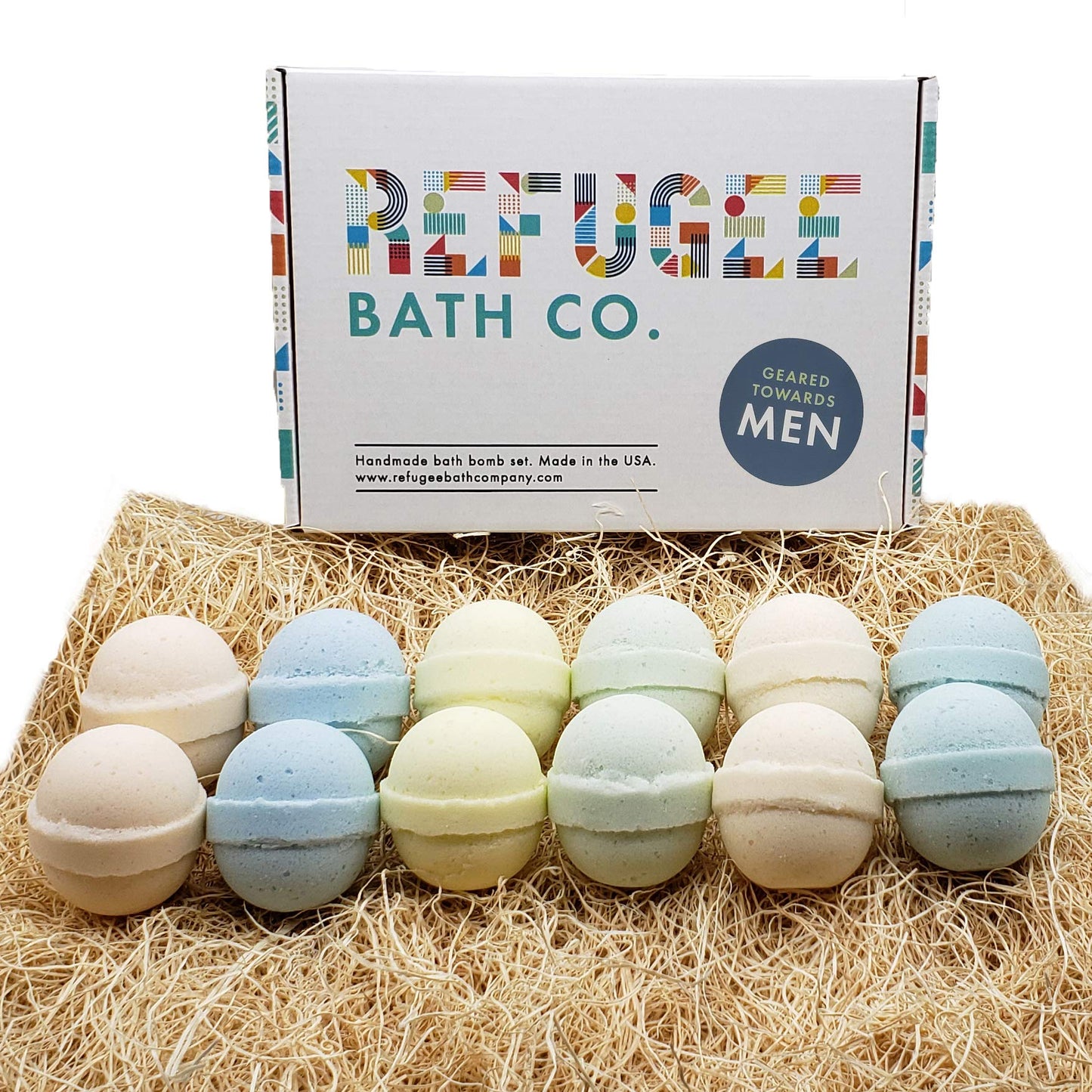 Refugee Bath Co. Mens Variety Bath Bombs, 2.5 oz Each, Cocoa Butter and Plant Based Ingredients, Vegan, Support Refugee Employment in The USA, Made… Beauty & Personal Care Refugee Bath Co.