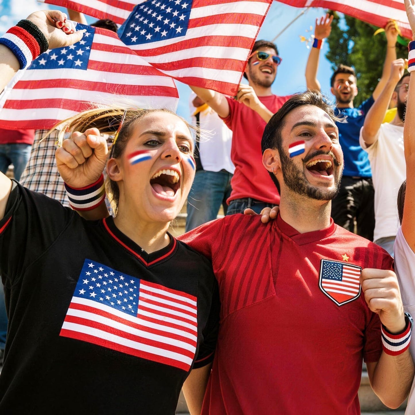 4 Pack Red White Blue Face Paint Sticks, USA Patriotic Body Paint for Football, Baseball, Softball Games, 4th of July Accessories, Sports Eye Black Beauty & Personal Care Jremreo