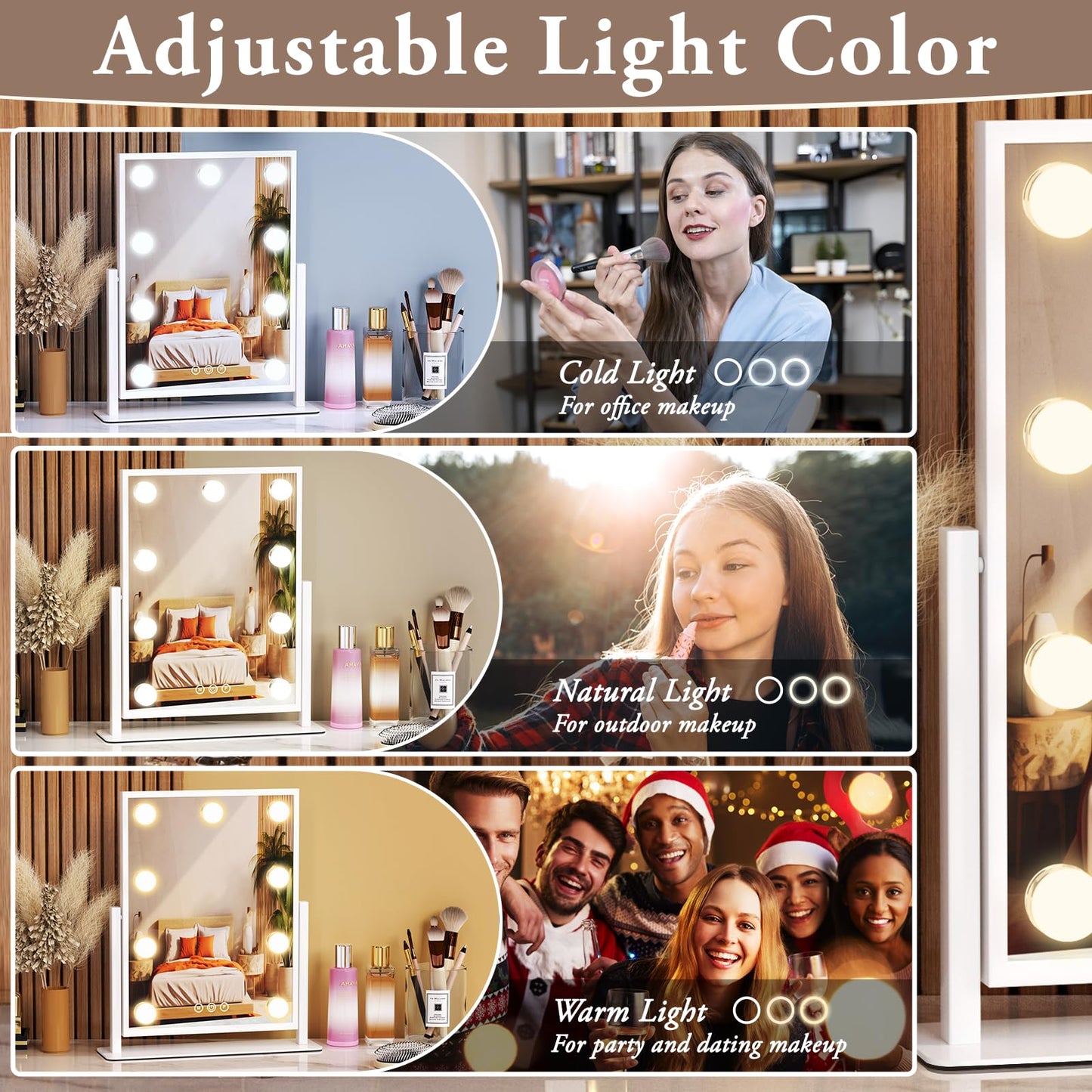 Dirket Vanity Mirror with Lights, Lighted Makeup Mirror Hollywood Makeup Mirror with 9 Dimmable Bulbs and 3 Color Lighting Modes, Smart Touch Control Beauty & Personal Care Dirket