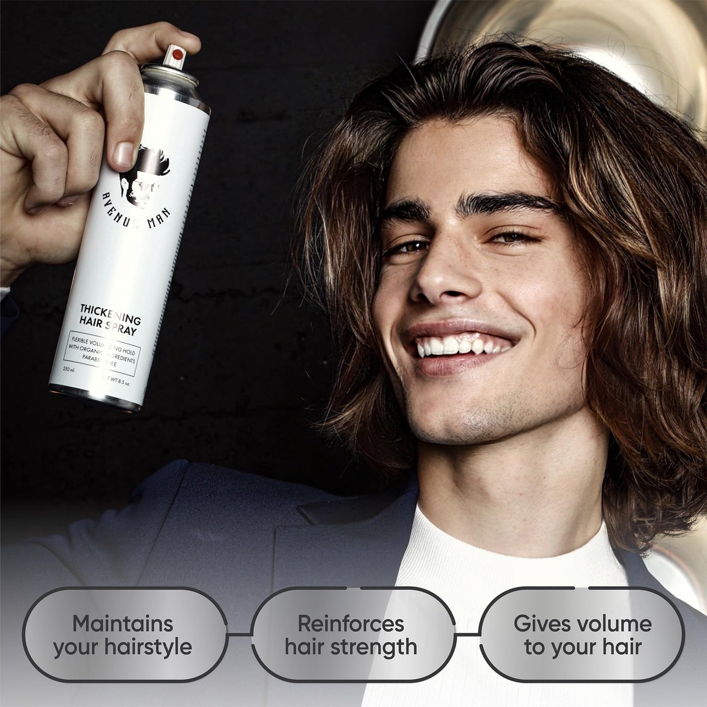 Avenue Man Hair Thickening Spray for Men - Professional Volumizing & Strong Hold Texturizing Spray for Men - Humidity Resistant & Easy Rinse Formula Beauty & Personal Care Avenue Man