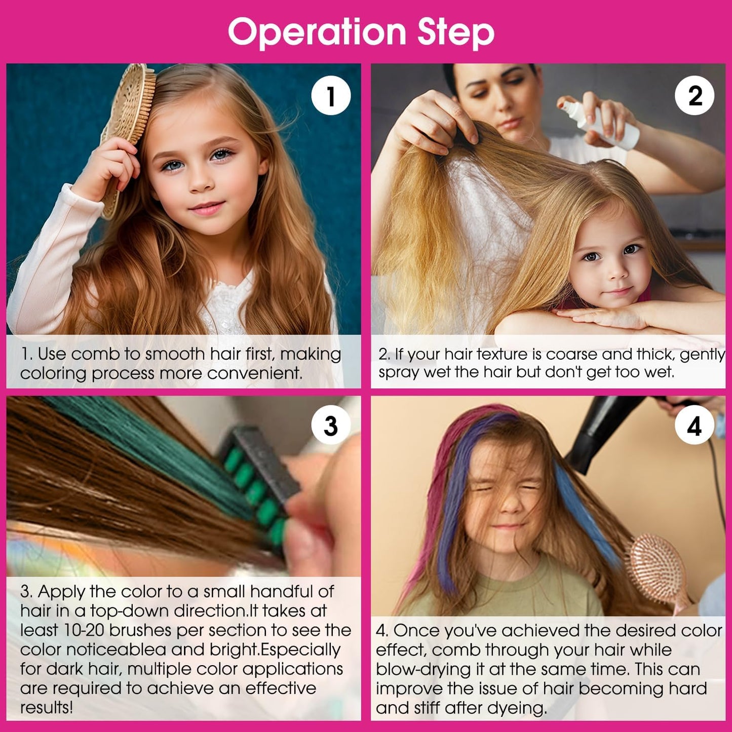 New Hair Chalk Comb Temporary Hair Color Dye for Girls Kids, Washable Hair Chalk for Girls Age 4 5 6 7 8 9 10-12 Birthday Christmas New Year Cosplay Beauty & Personal Care MSDADA