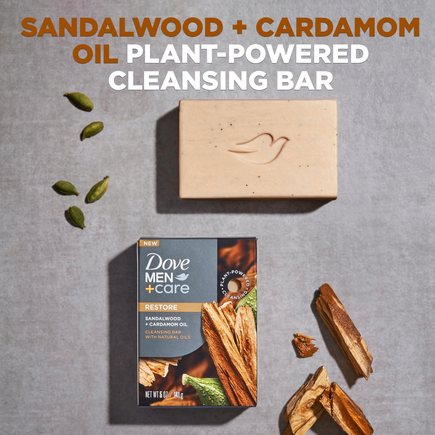 Dove Men+Care Cleansing Bar Soap Sandalwood + Cardamom Oil 4 Bars to Rebuild Skin in the Shower, a 4in1 Hair, Body, Face & Shaving Bar Beauty & Personal Care DOVE MEN + CARE