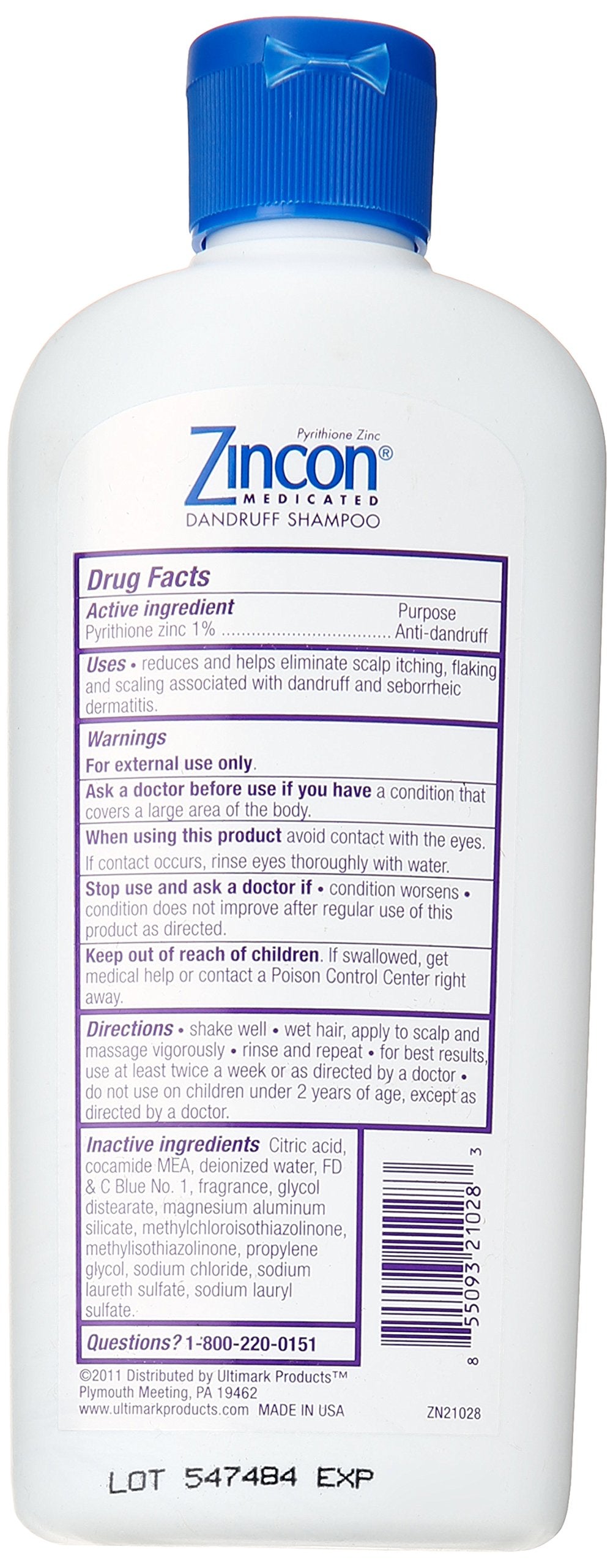 Pack of 3 Each ZINCON SHAMPOO 8OZ PT#5509321028
