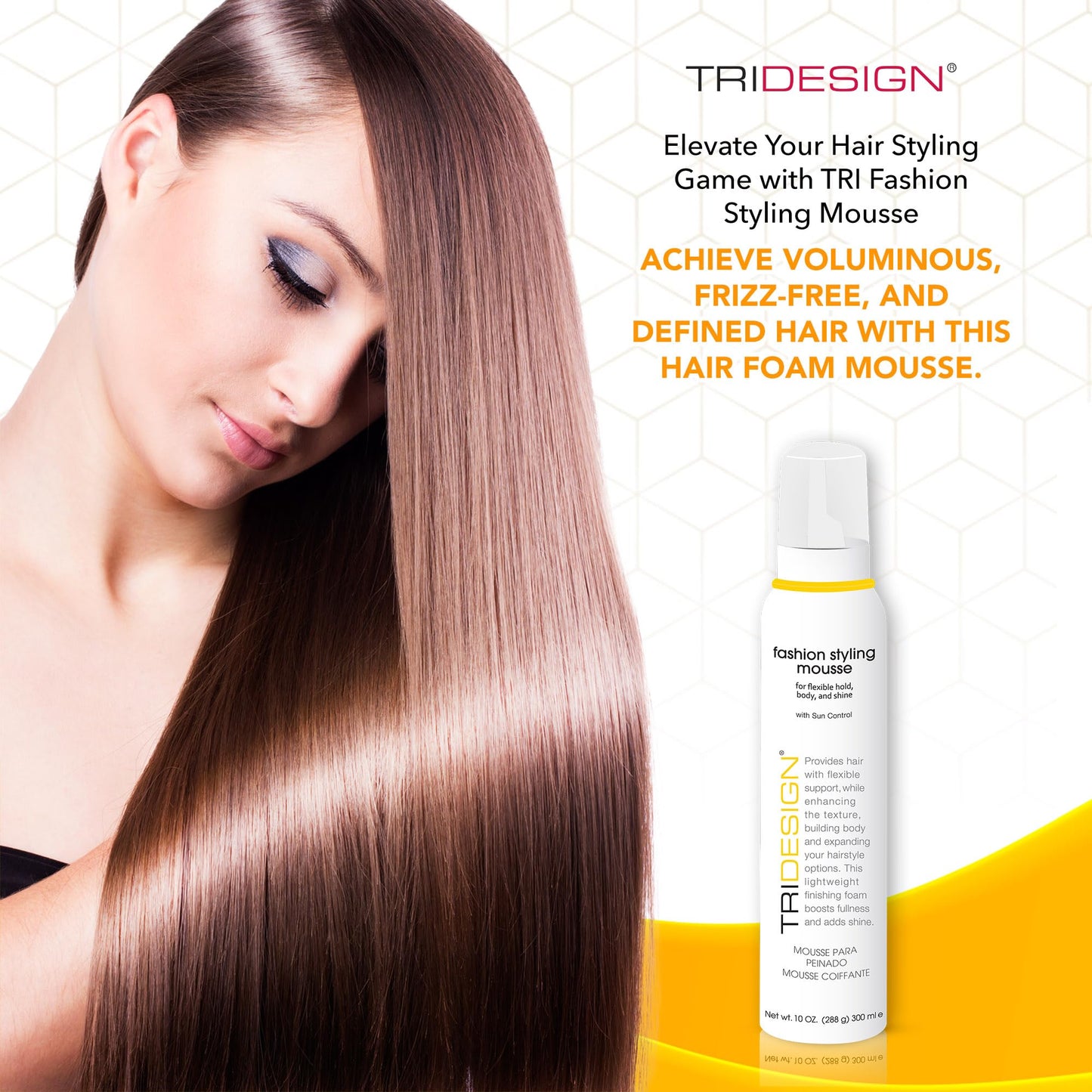 TRI Fashion Styling Mousse - Wavy Hair Volumizer & Curl Tamer with Frizz Control, Shine & Styling Options for Women, Hair Foam - 10 Ounce Beauty & Personal Care TRIDESIGN