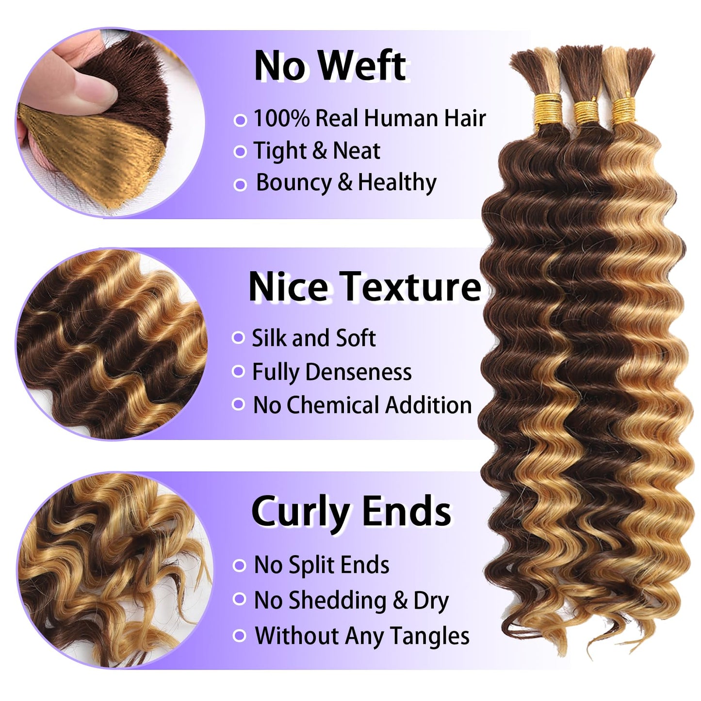 Human Braiding Hair for Boho Braids Human Hair 3 Bundles/Pack 110g 22 Inch Deep Wave Bulk Human Hair for Braiding Curly Knotless 12A Brazilian Virgin Beauty and Personal Care MOTFIN