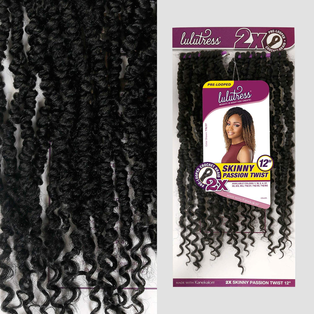 Sensationnel Lulutress Crochet Hair-2X Skinny Passion Twist 12 Inch,T1B/27