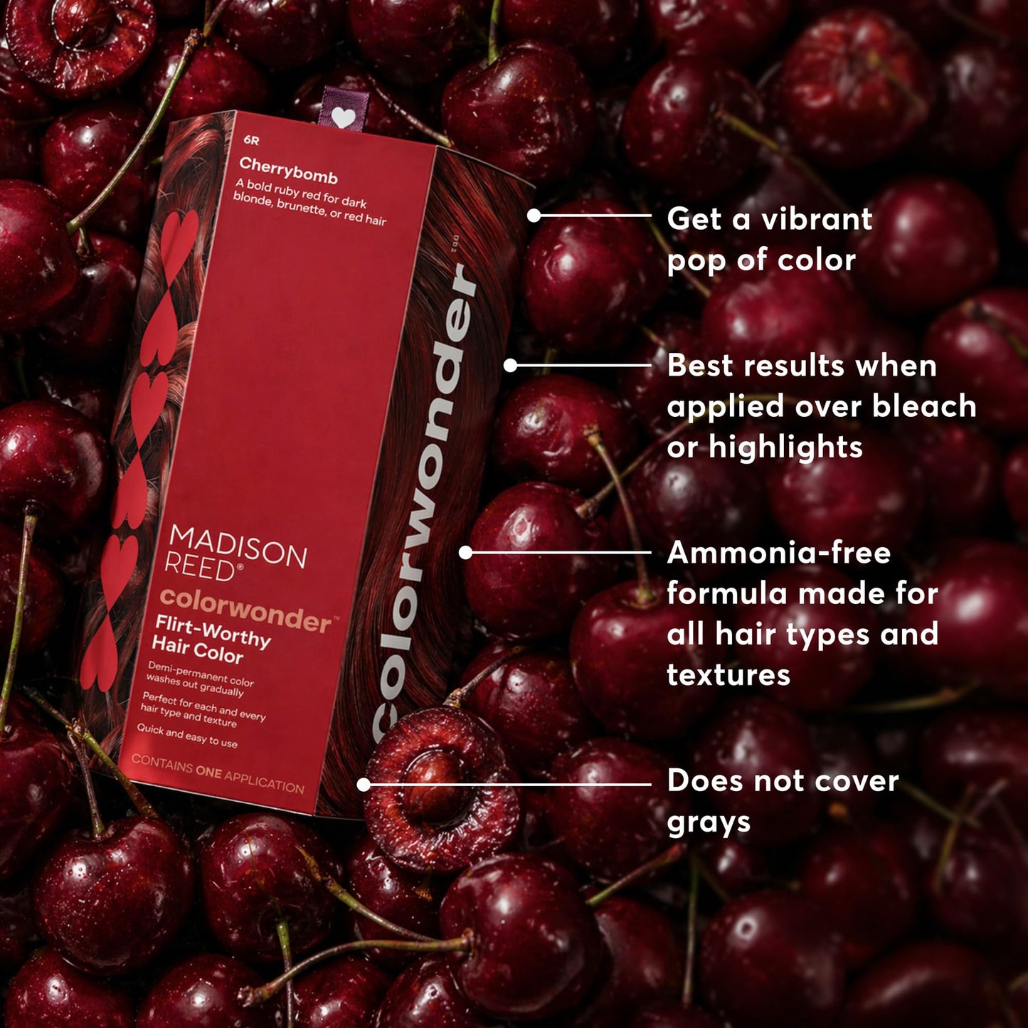 Madison Reed ColorWonder Demi-Permanent Hair Color Kit - 6R Medium Cherry Red (Cherry Bomb) | Deep Cherry Cola Tone, Lasts 25 Washes, Ammonia-Free Beauty & Personal Care Madison Reed