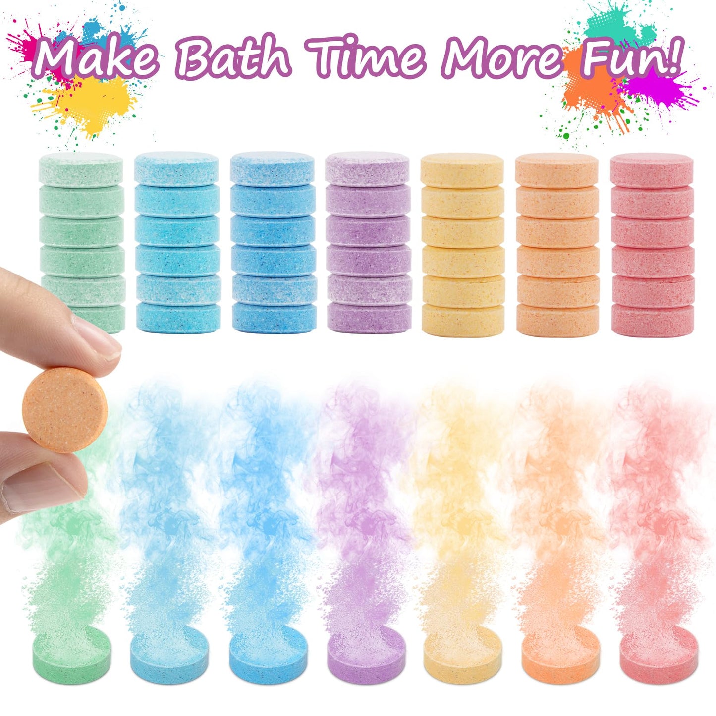 RAQEHO Colorful Bath Tablets, Water Coloring BathBomb, Fizzy, Fragrance Free & Non Toxic, Coloring Potion Tablets Spa Bath Stuff Science Experiments Beauty and Personal Care RAQEHO